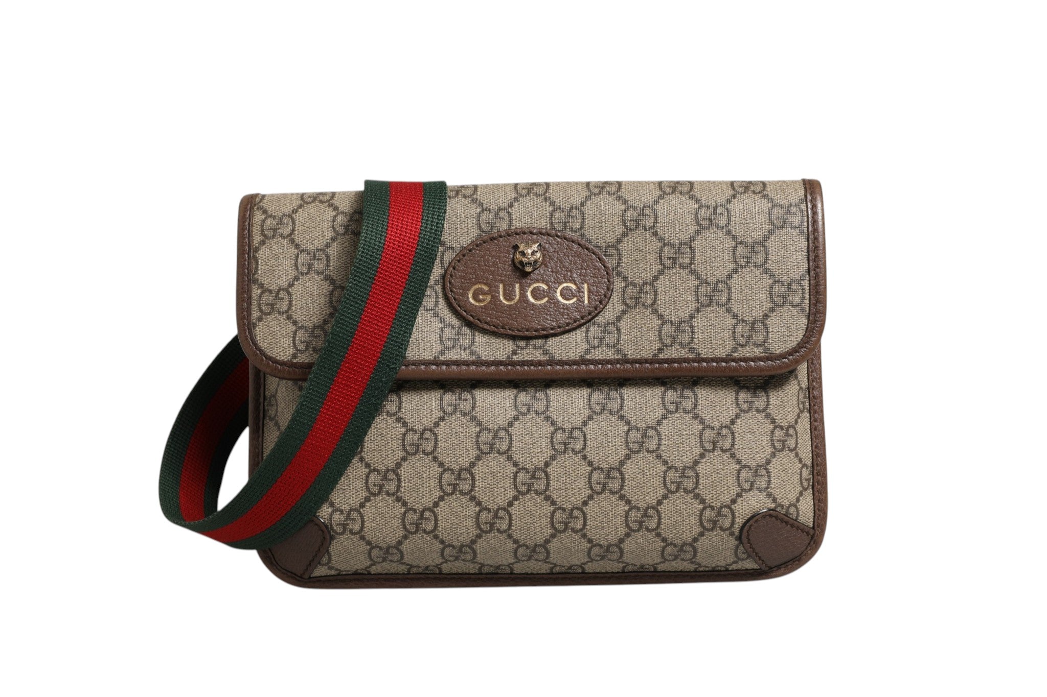 Gucci Supreme Monogram Neo Vintage Web Belt Bag Women's Brown (Authentic Pre-Loved)