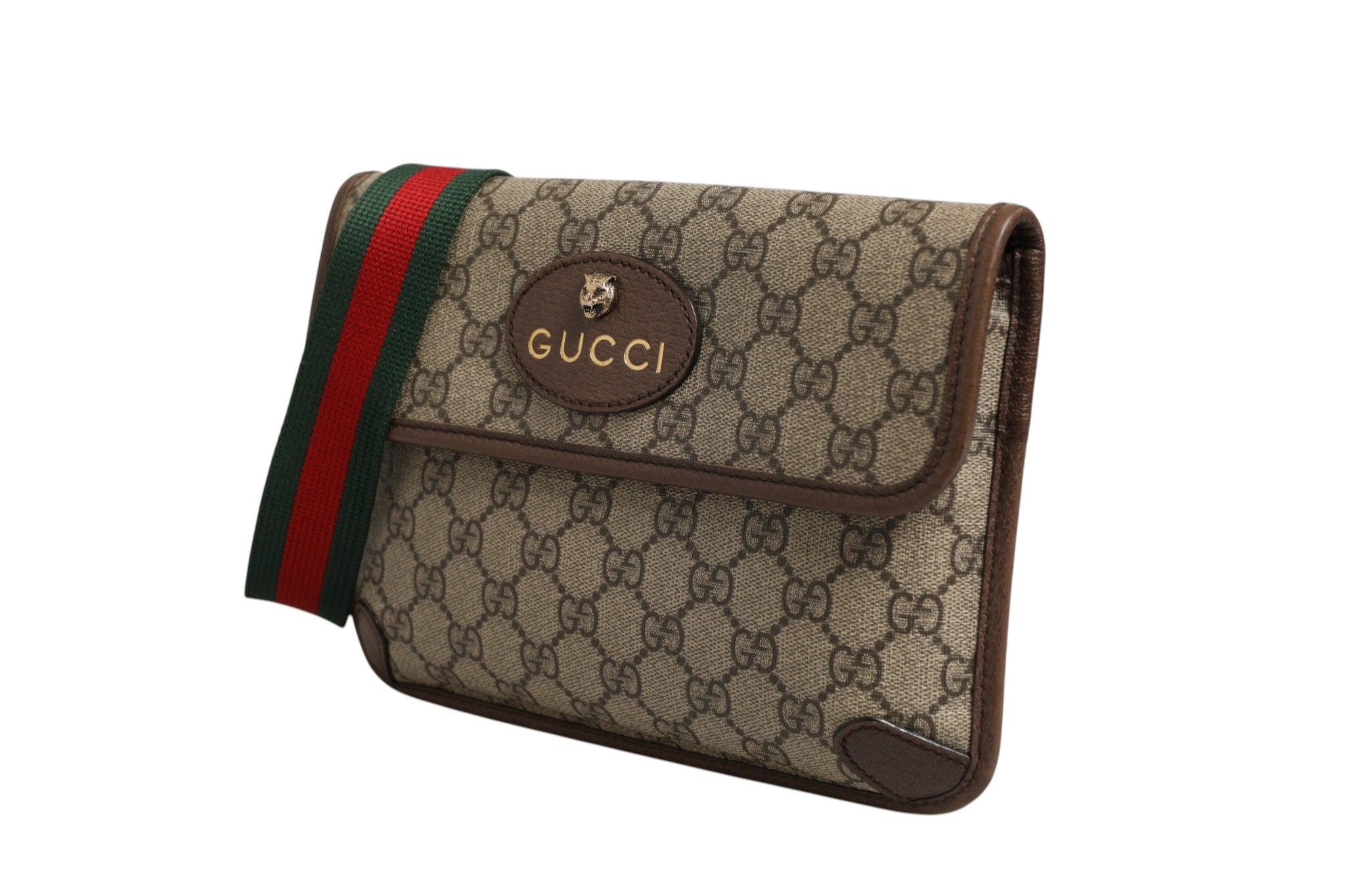 Gucci Supreme Monogram Neo Vintage Web Belt Bag Women's Brown (Authentic Pre-Loved)