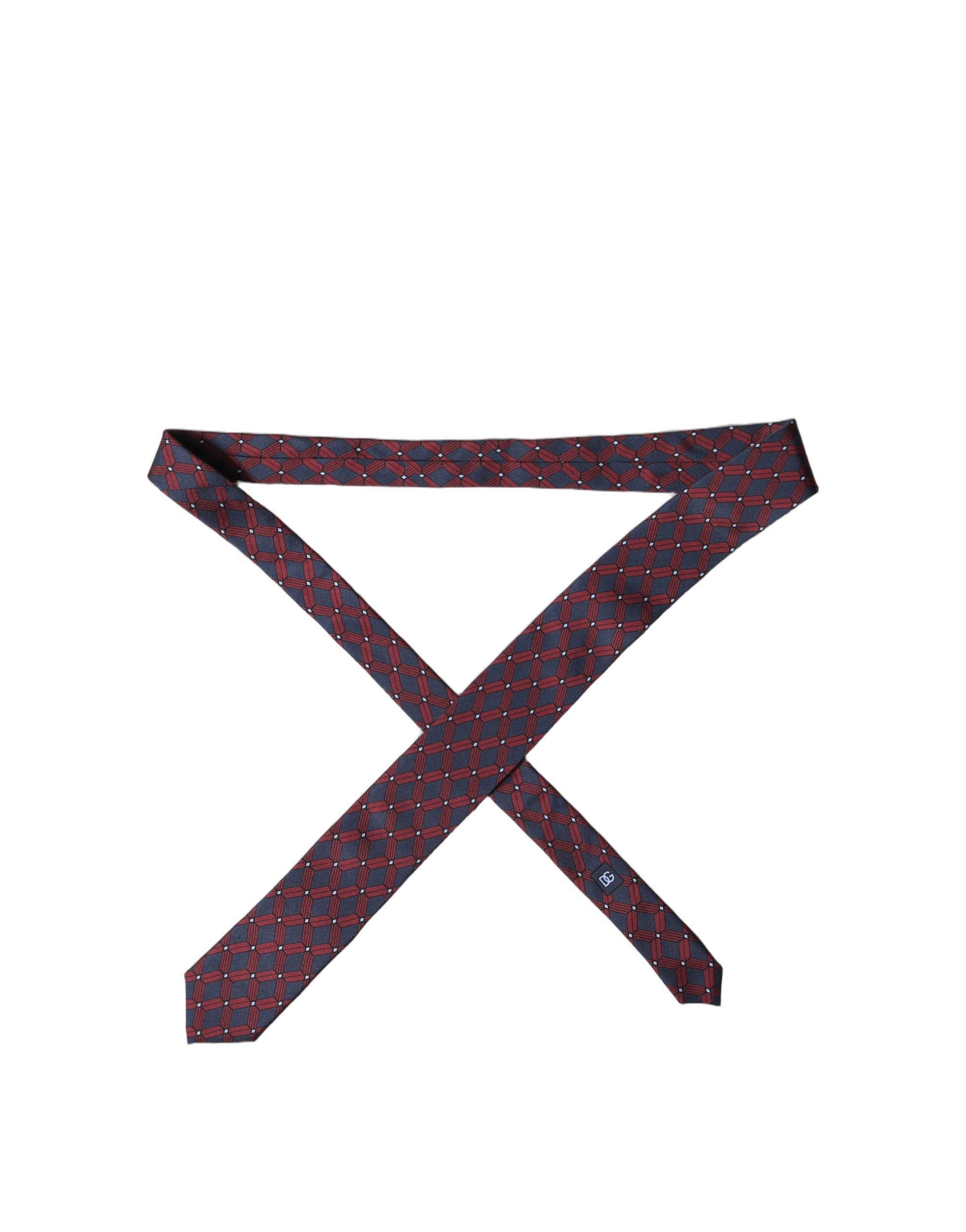 Dolce & Gabbana Dolce & Gabbana Blue Red Patterned 100% Silk Adjustable Men NeckMen's Men's Tie