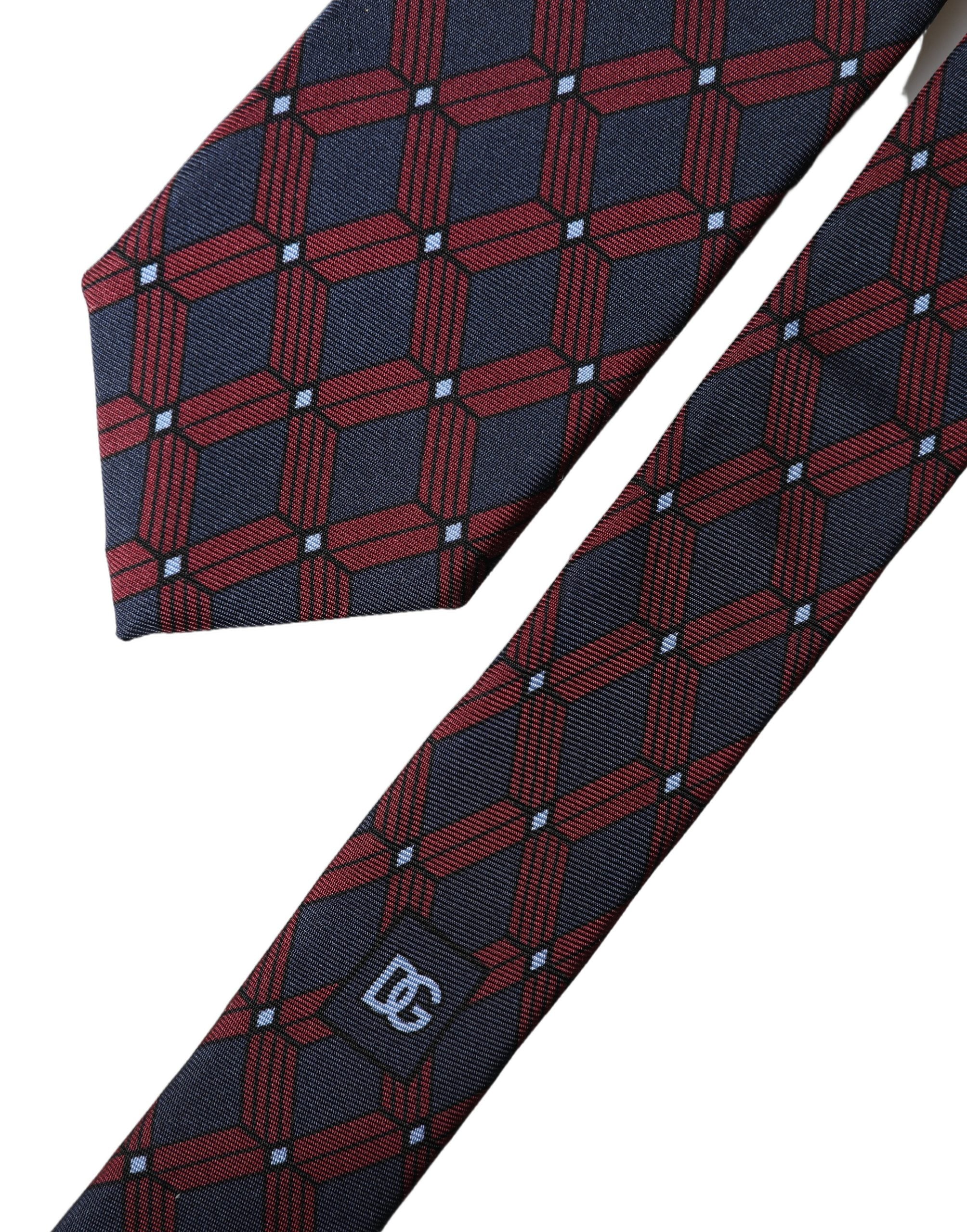 Dolce & Gabbana Dolce & Gabbana Blue Red Patterned 100% Silk Adjustable Men NeckMen's Men's Tie