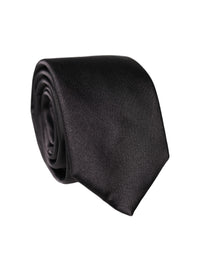 Dolce & Gabbana Dolce & Gabbana Black Solid Silk Satin Wide Adjustable Men NeckMen's Men's Tie