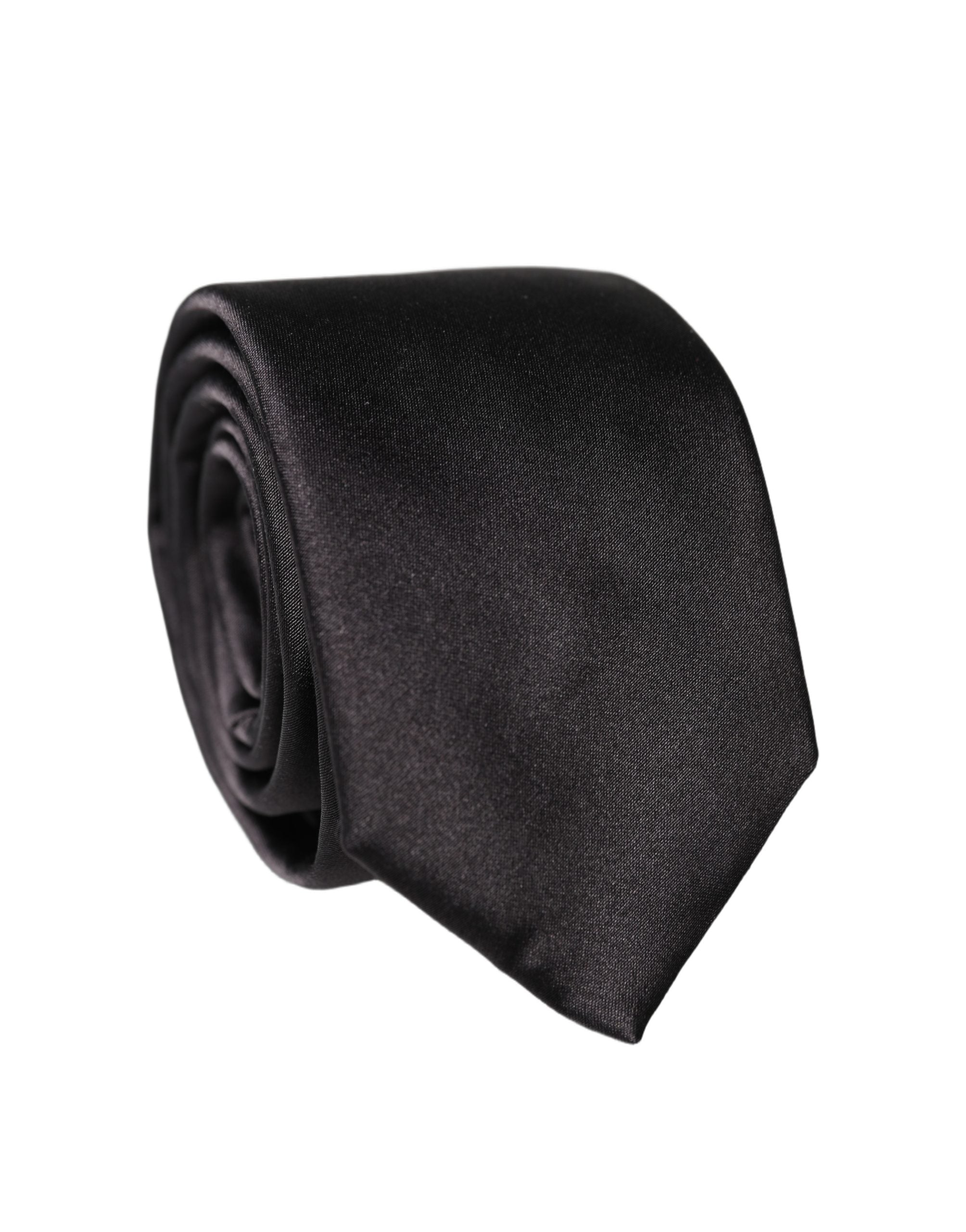 Dolce & Gabbana Dolce & Gabbana Black Solid Silk Satin Wide Adjustable Men NeckMen's Men's Tie