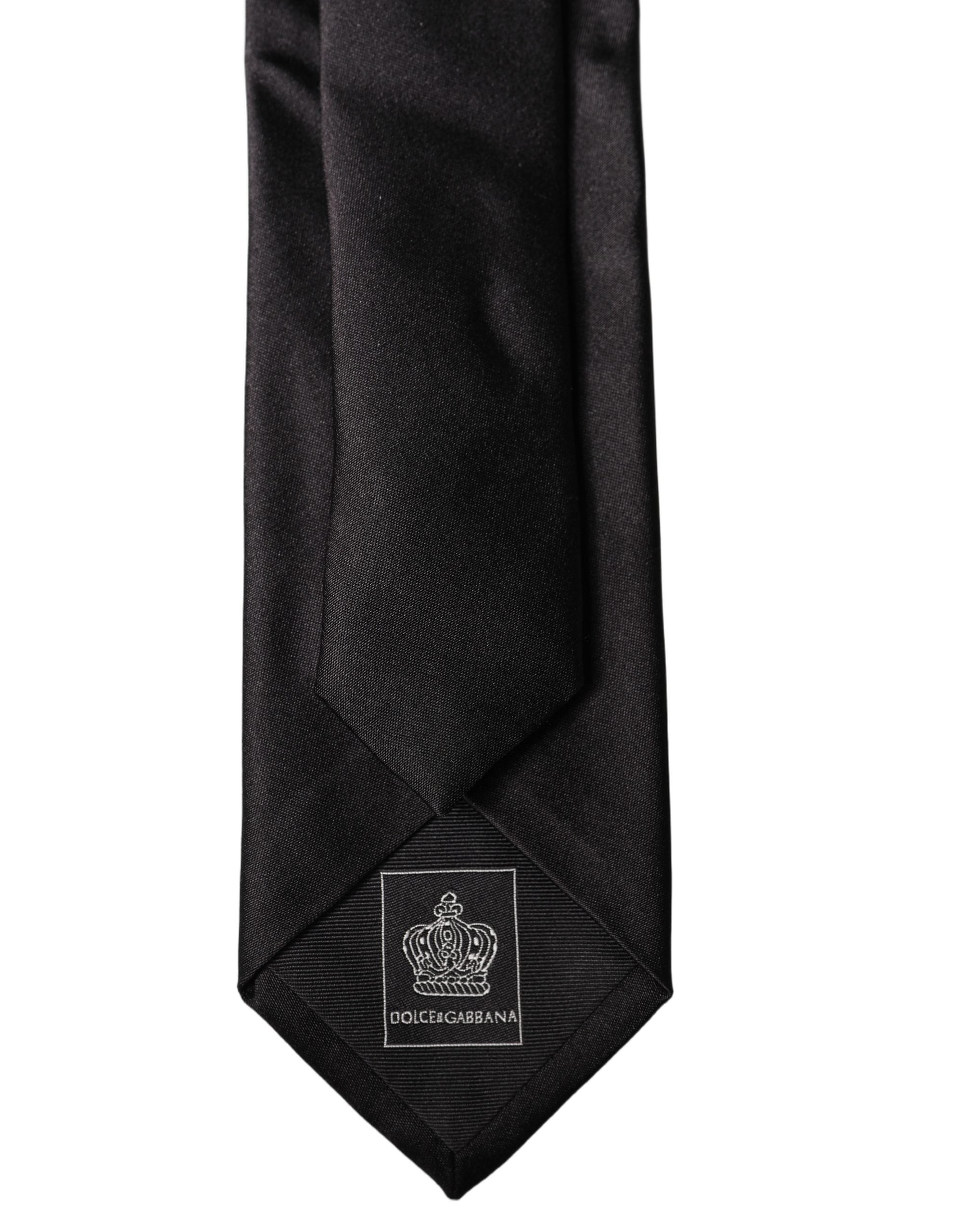 Dolce & Gabbana Dolce & Gabbana Black Solid Silk Satin Wide Adjustable Men NeckMen's Men's Tie