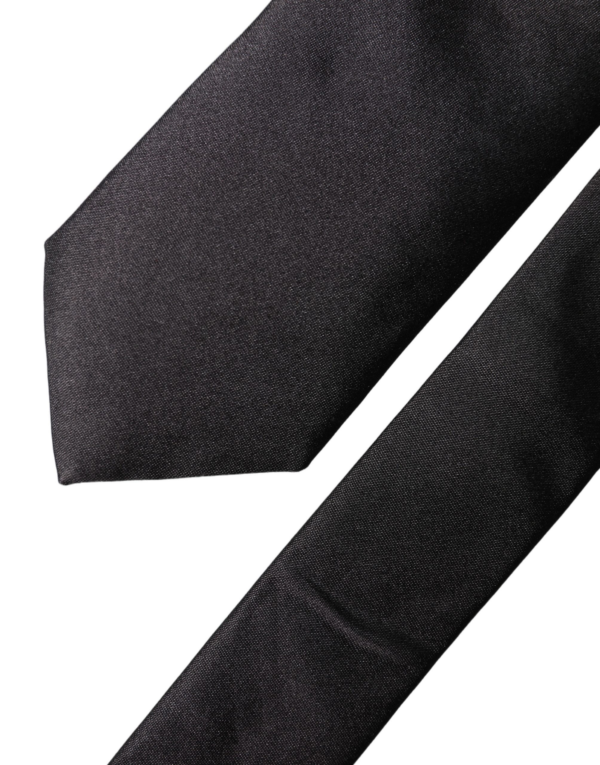 Dolce & Gabbana Dolce & Gabbana Black Solid Silk Satin Wide Adjustable Men NeckMen's Men's Tie
