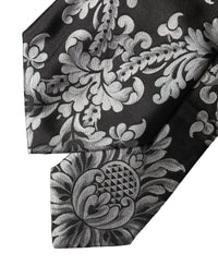 Dolce & Gabbana Dolce & Gabbana Black Silver Floral Silk Adjustable Women NeckWomen's Women's Tie
