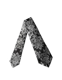 Dolce & Gabbana Dolce & Gabbana Black Silver Floral Silk Adjustable Women NeckWomen's Women's Tie