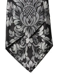 Dolce & Gabbana Dolce & Gabbana Black Silver Floral Silk Adjustable Women NeckWomen's Women's Tie