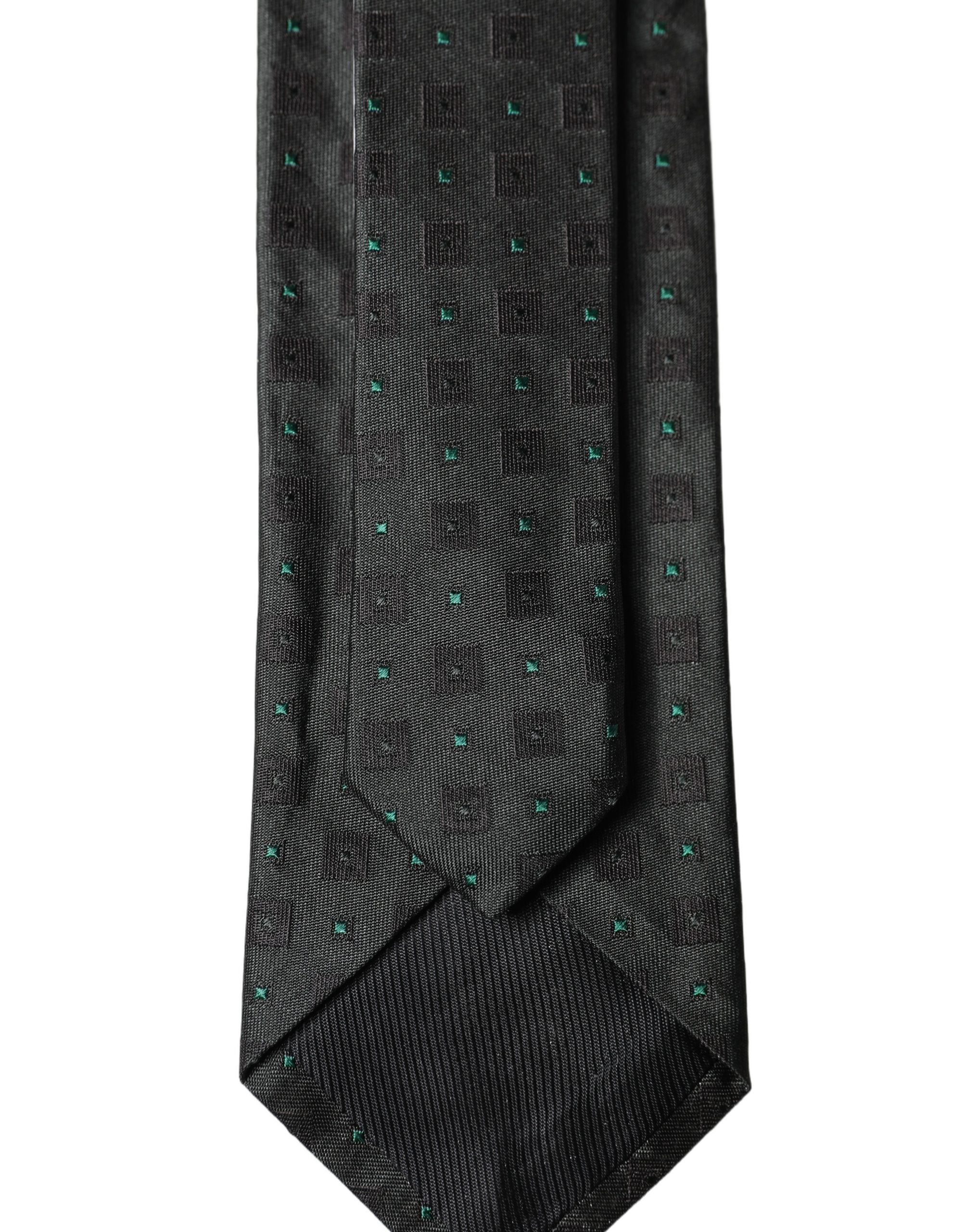 Dolce & Gabbana Dolce & Gabbana Black Geometric Silk Adjustable Men Women'sd NeckWomen's Women's Tie