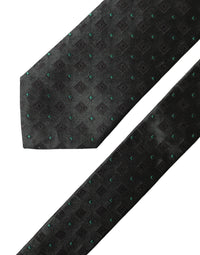Dolce & Gabbana Dolce & Gabbana Black Geometric Silk Adjustable Men Women'sd NeckWomen's Women's Tie