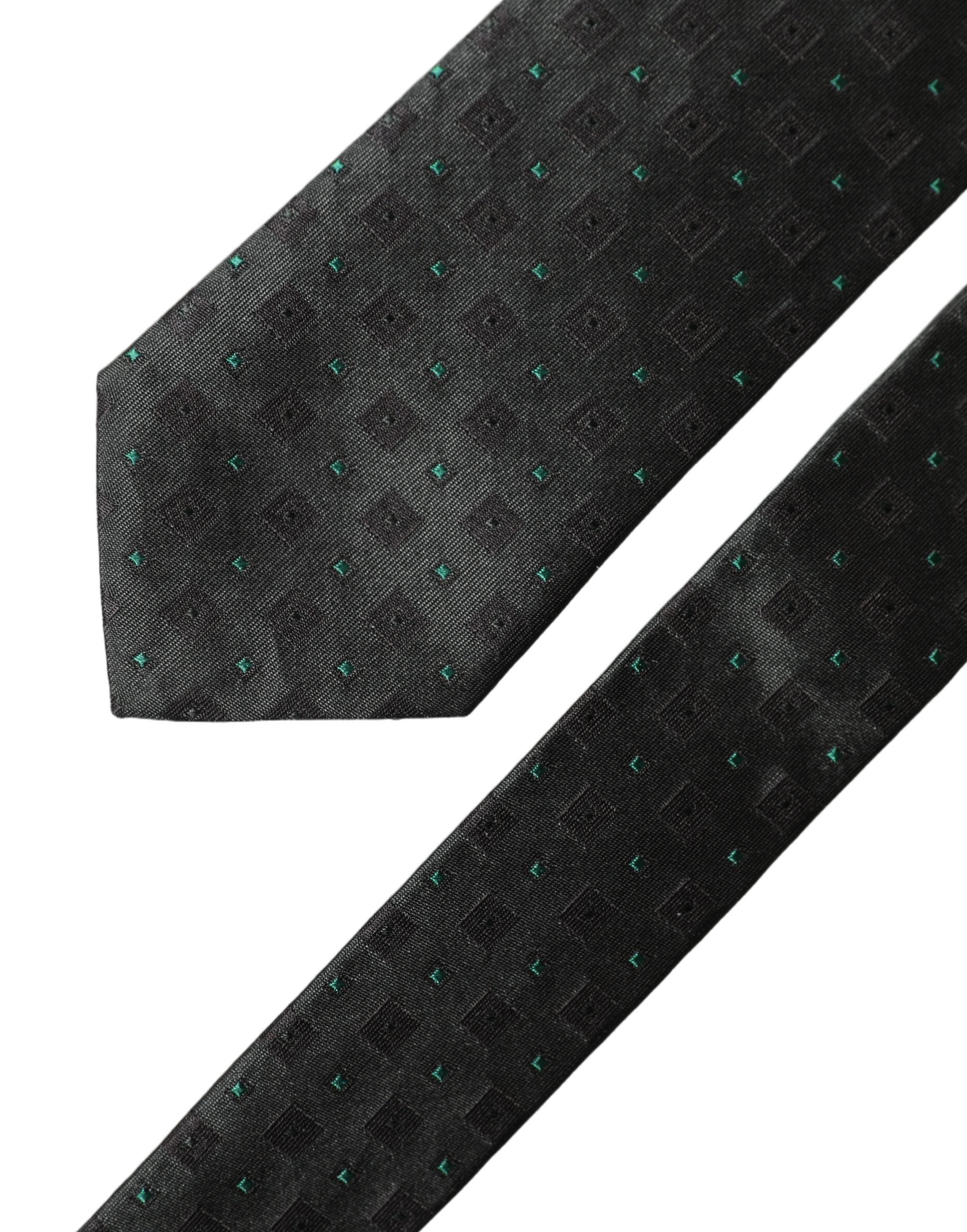Dolce & Gabbana Dolce & Gabbana Black Geometric Silk Adjustable Men Women'sd NeckWomen's Women's Tie