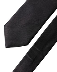 Dolce & Gabbana Dolce & Gabbana Black Solid Silk Satin Wide Adjustable Men NeckWomen's Women's Tie