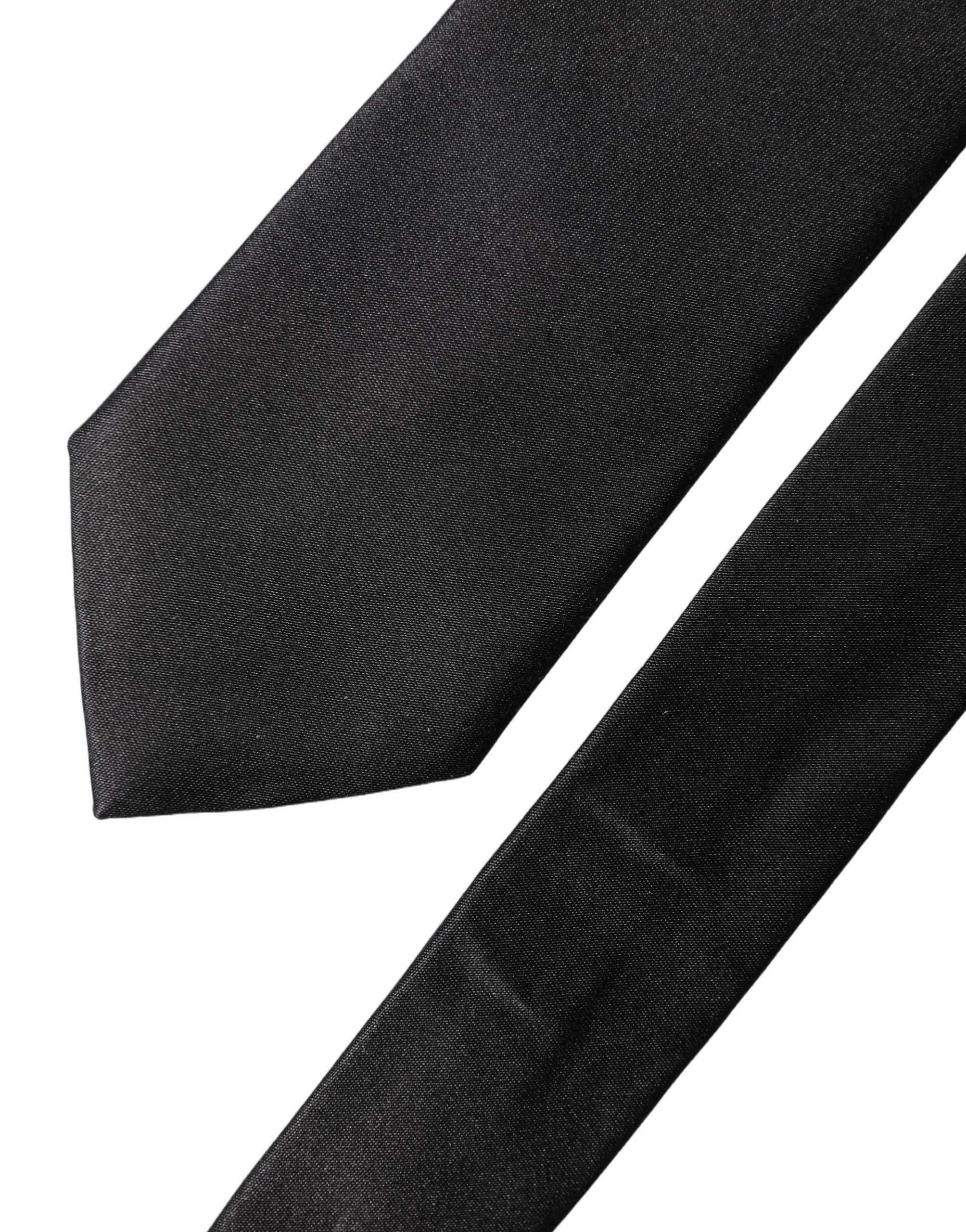 Dolce & Gabbana Dolce & Gabbana Black Solid Silk Satin Wide Adjustable Men NeckWomen's Women's Tie