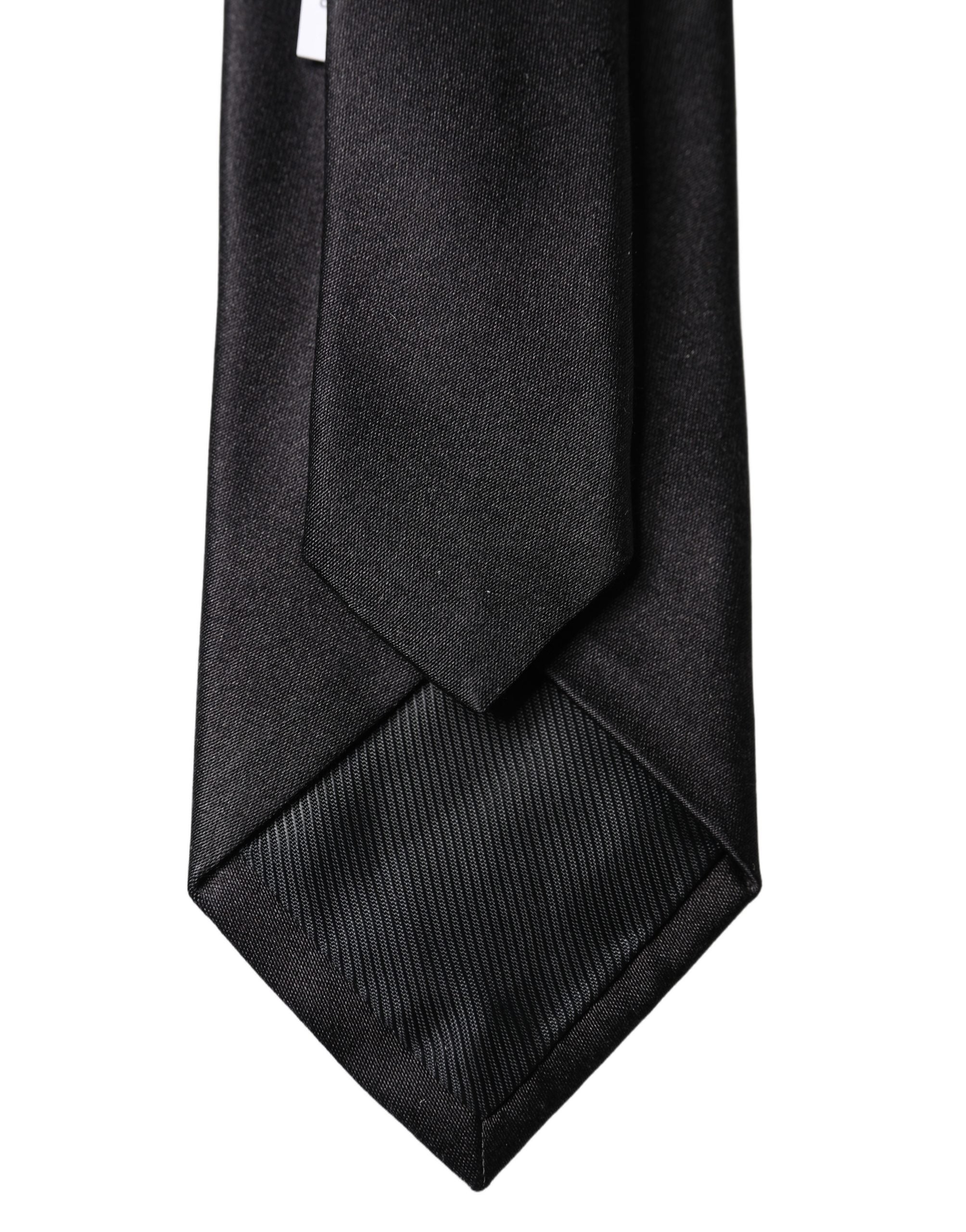 Dolce & Gabbana Dolce & Gabbana Black Solid Silk Satin Wide Adjustable Men NeckWomen's Women's Tie