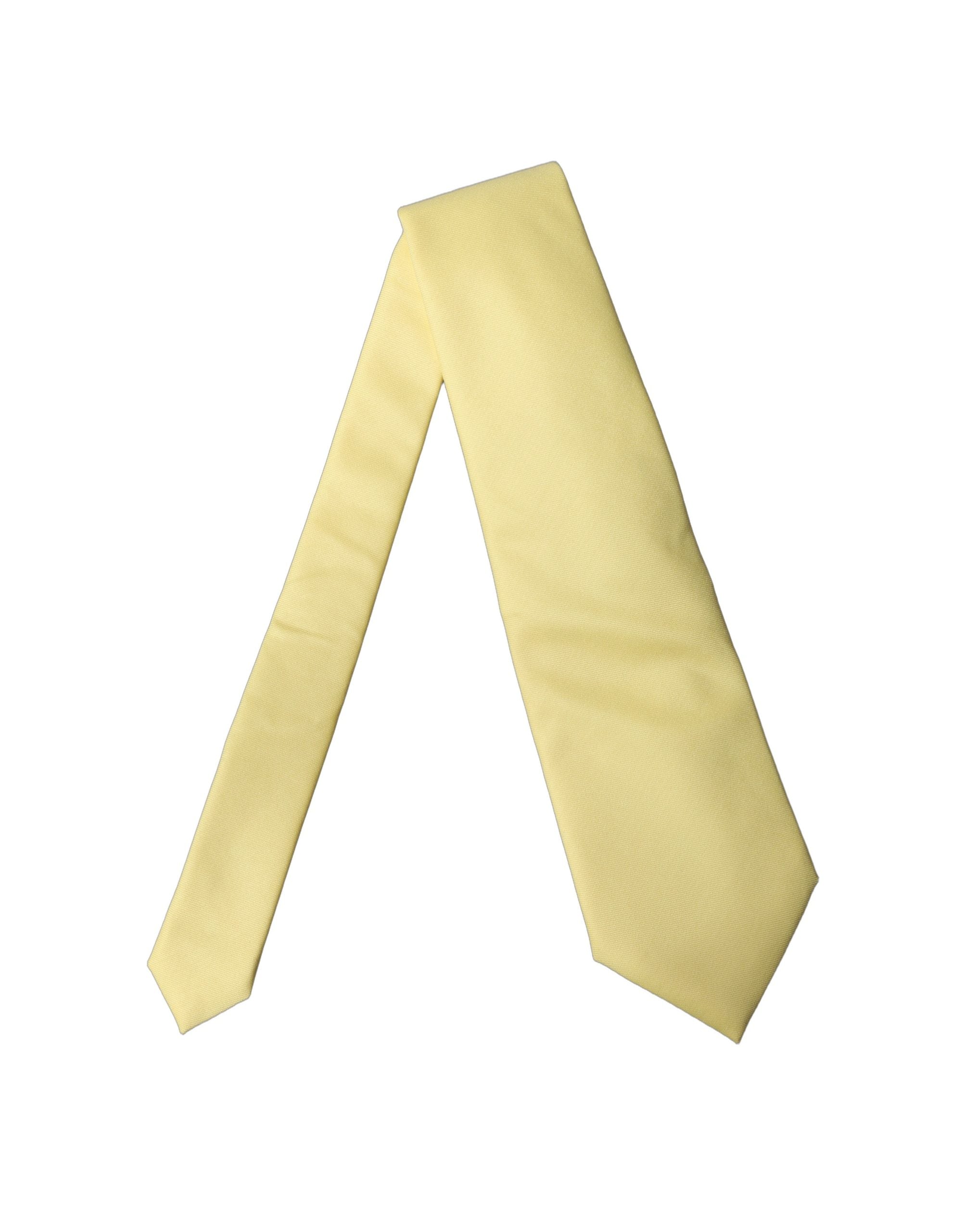 Dolce & Gabbana Dolce & Gabbana Yellow Solid Satin Silk Adjustable Women Women'sd NeckWomen's Women's Tie
