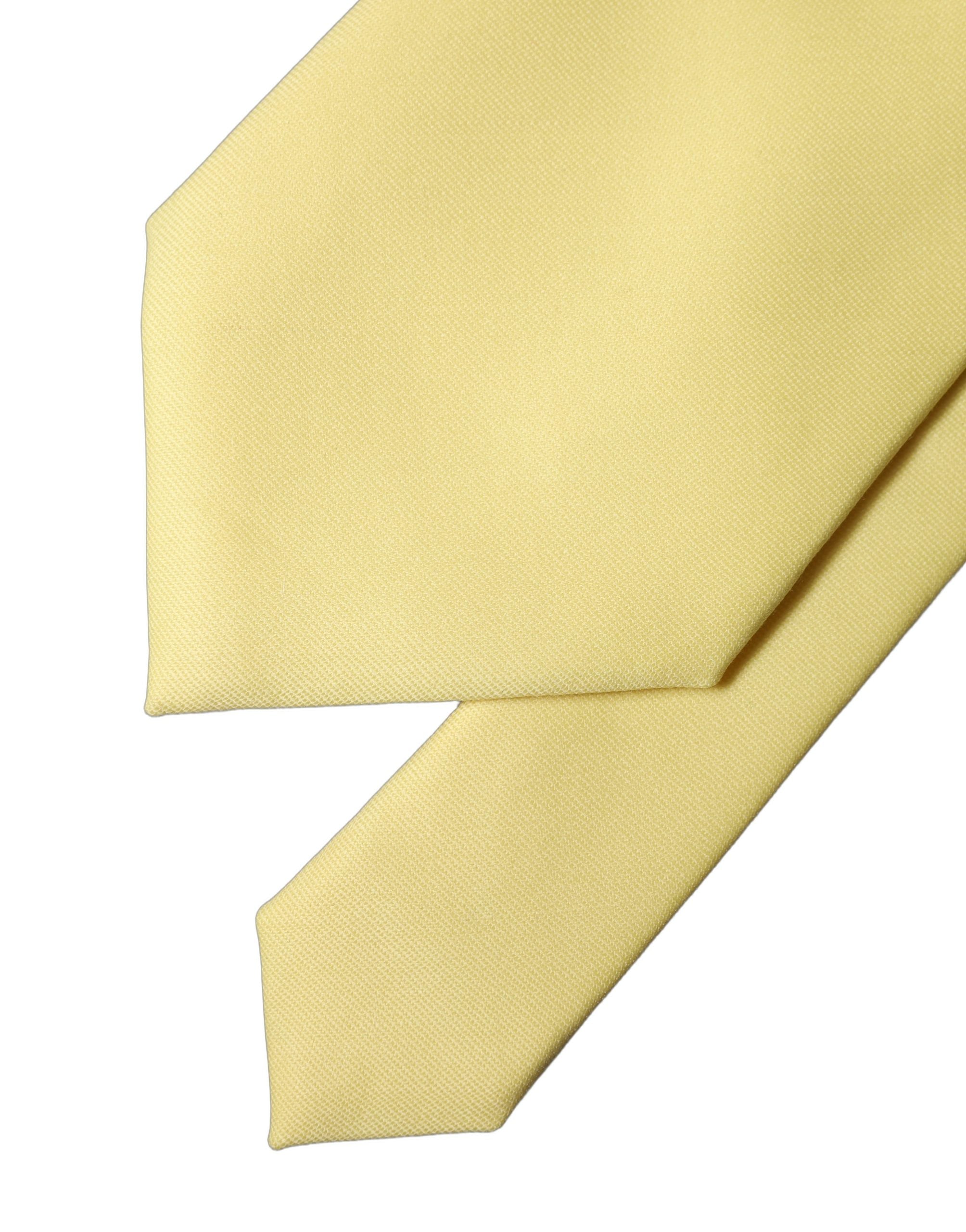 Dolce & Gabbana Dolce & Gabbana Yellow Solid Satin Silk Adjustable Women Women'sd NeckWomen's Women's Tie