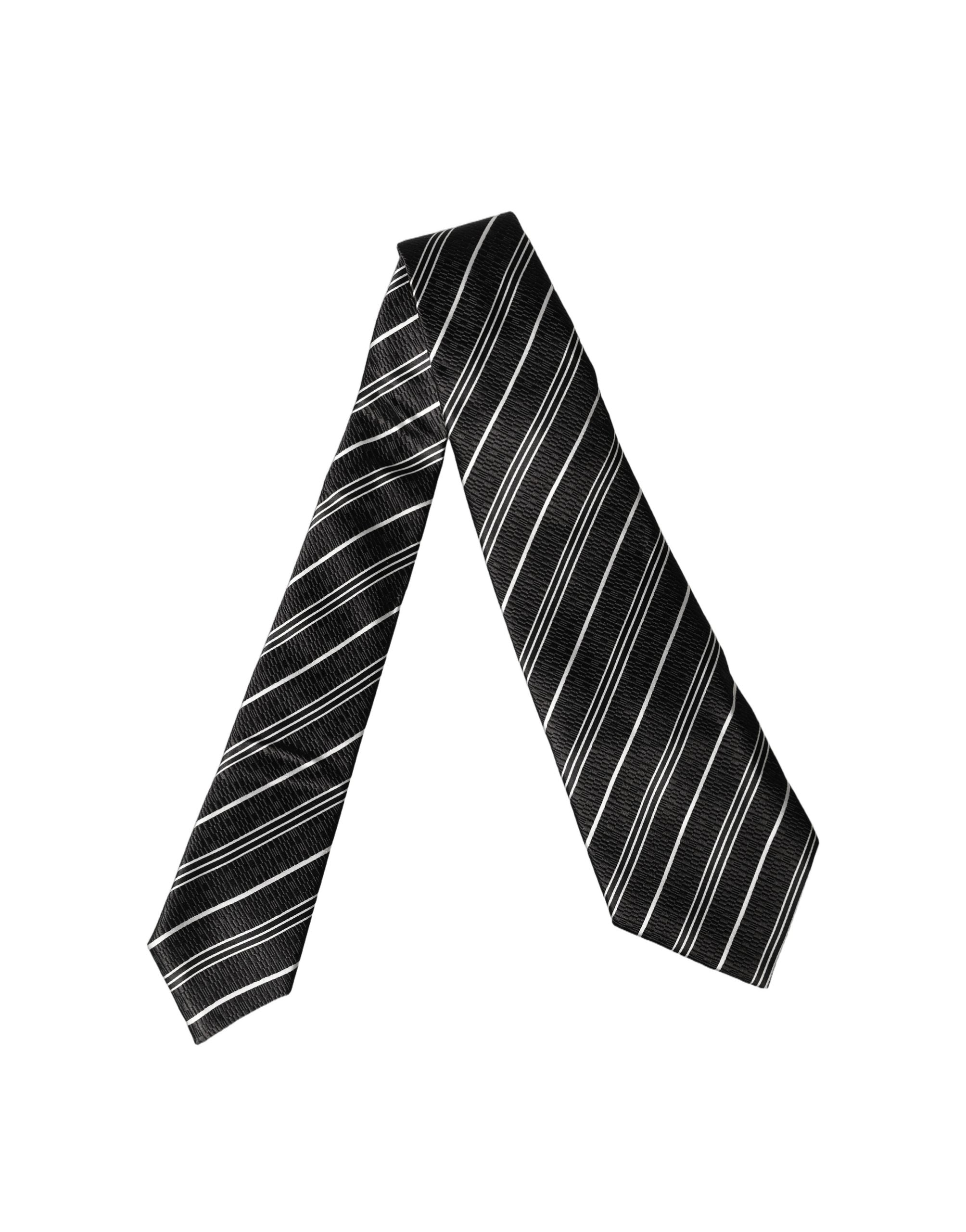 Dolce & Gabbana Dolce & Gabbana Black White Stripes Silk Adjustable Women NeckWomen's Women's Tie