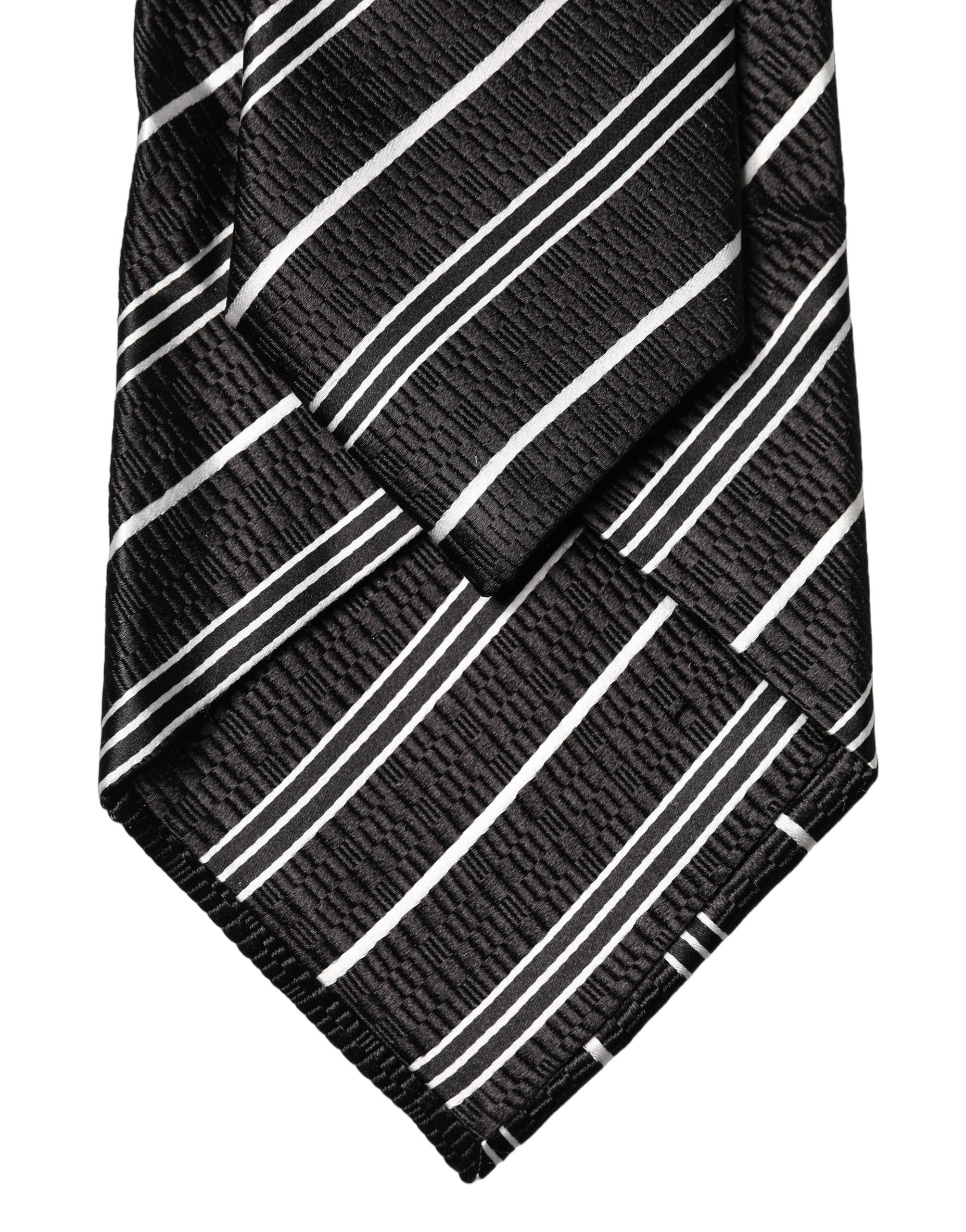 Dolce & Gabbana Dolce & Gabbana Black White Stripes Silk Adjustable Women NeckWomen's Women's Tie