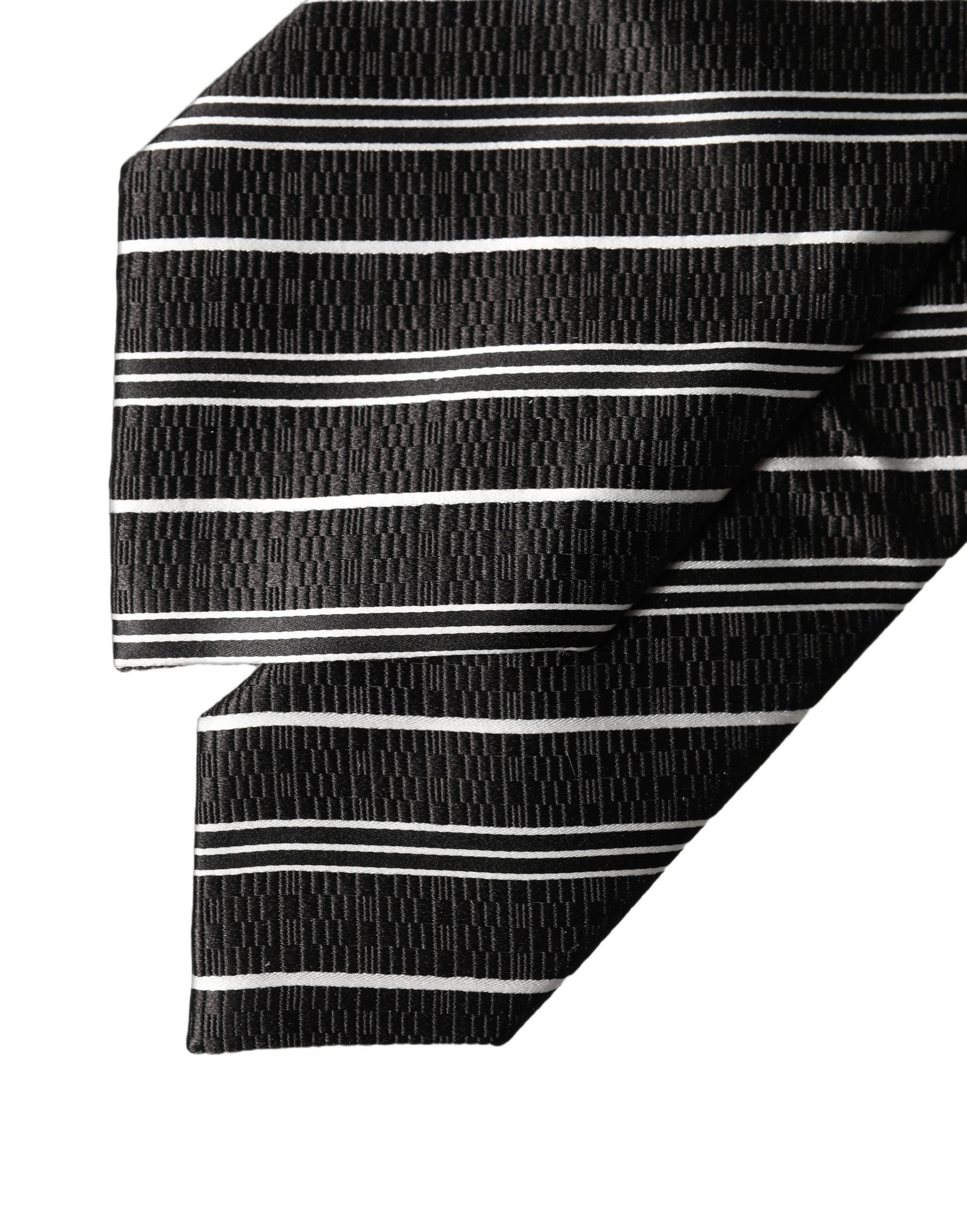 Dolce & Gabbana Dolce & Gabbana Black White Stripes Silk Adjustable Women NeckWomen's Women's Tie