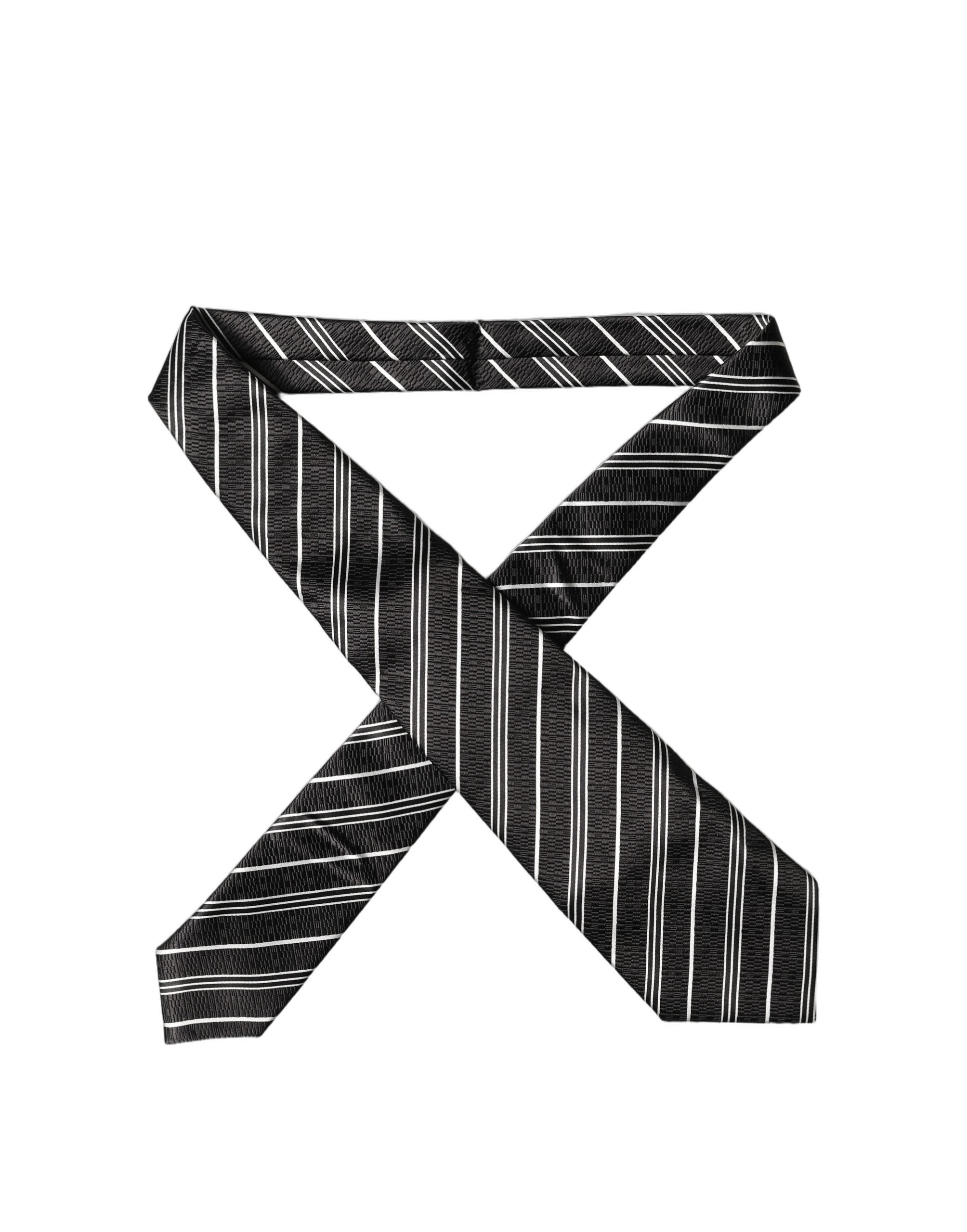 Dolce & Gabbana Dolce & Gabbana Black White Stripes Silk Adjustable Women NeckWomen's Women's Tie