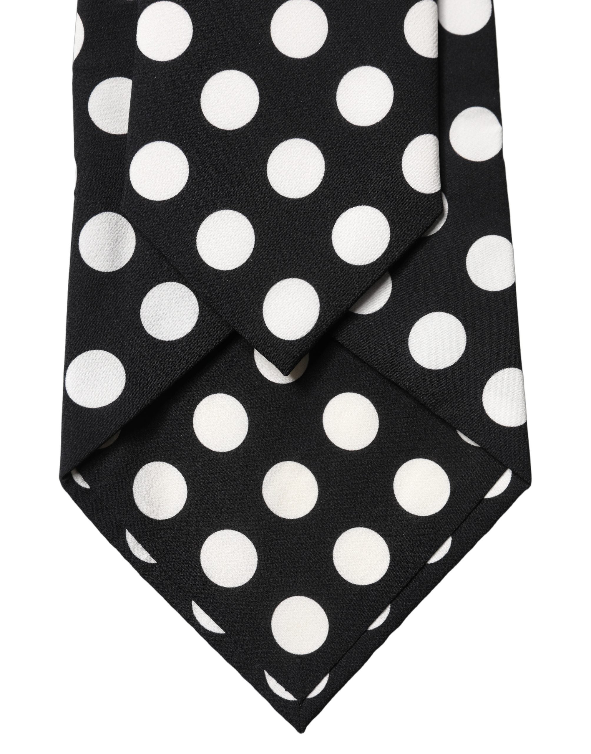 Dolce & Gabbana Black White Polka Dot Silk Adjustable Women NeckWomen's Women's Tie