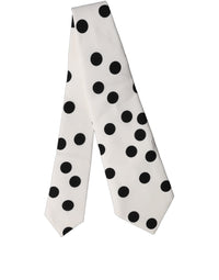 Dolce & Gabbana Dolce & Gabbana White Black Polka Dot Silk Adjustable Women NeckWomen's Women's Tie