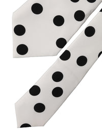 Dolce & Gabbana Dolce & Gabbana White Black Polka Dot Silk Adjustable Women NeckWomen's Women's Tie