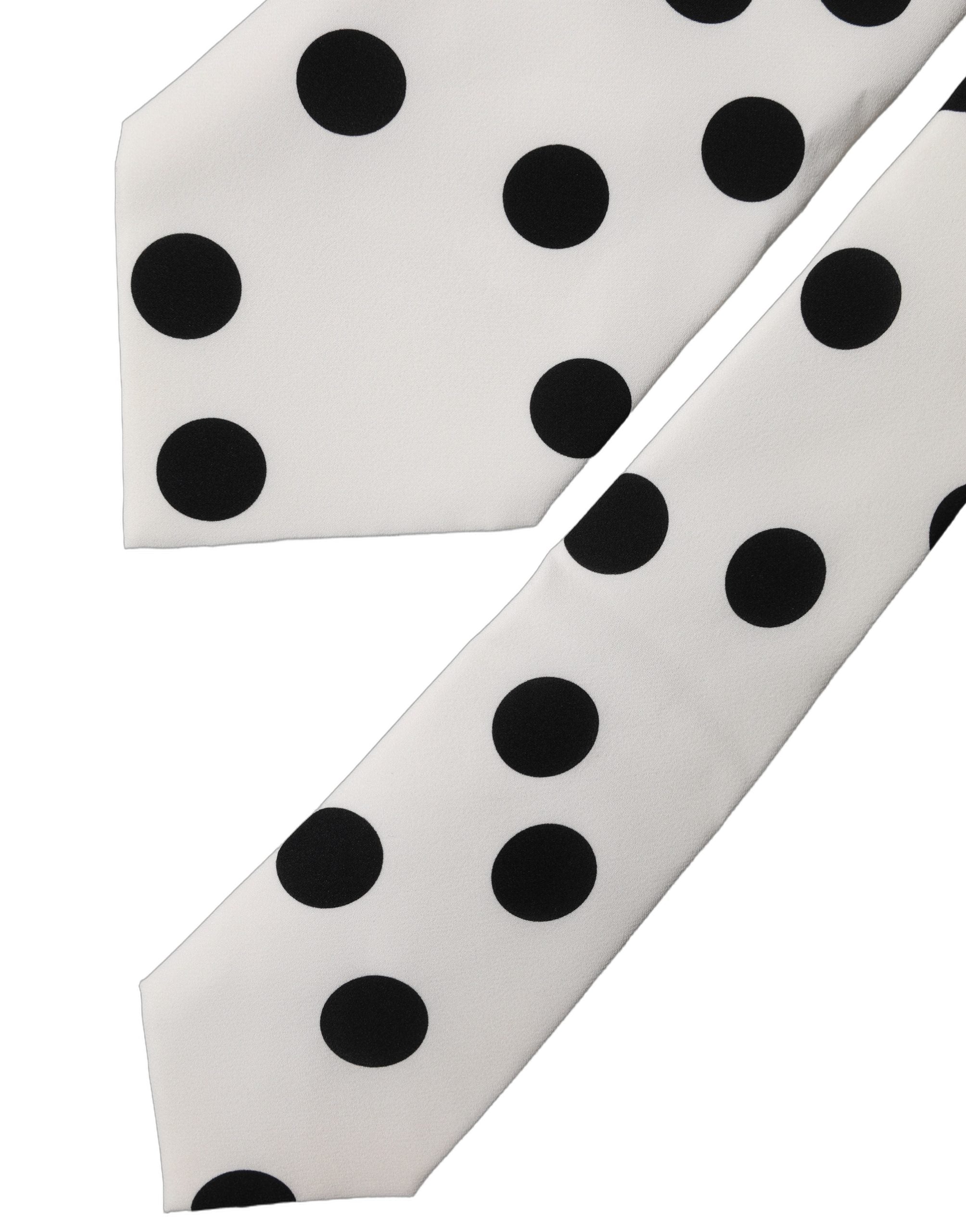Dolce & Gabbana Dolce & Gabbana White Black Polka Dot Silk Adjustable Women NeckWomen's Women's Tie