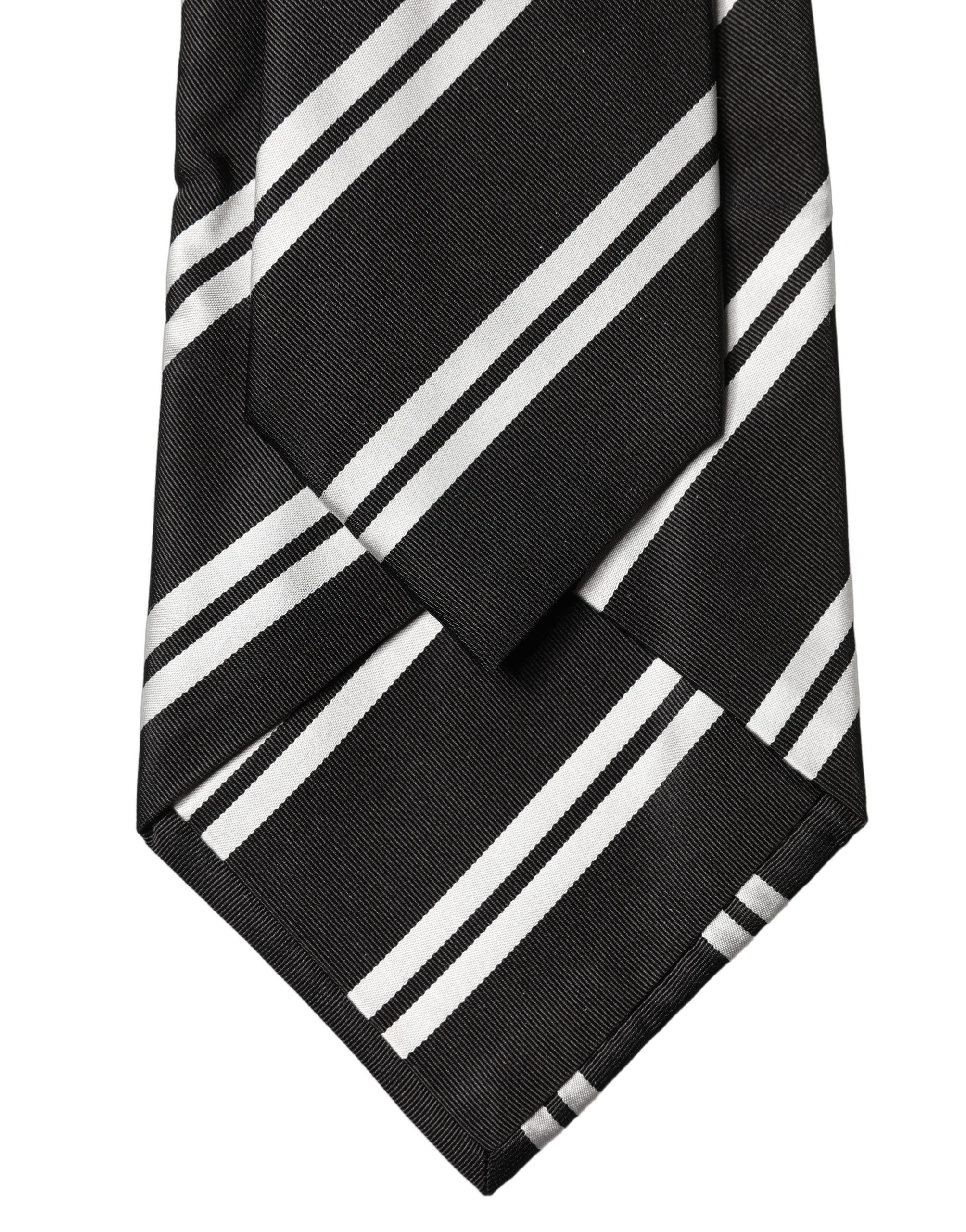 Dolce & Gabbana Dolce & Gabbana Black White Stripes Silk Adjustable Women NeckWomen's Women's Tie