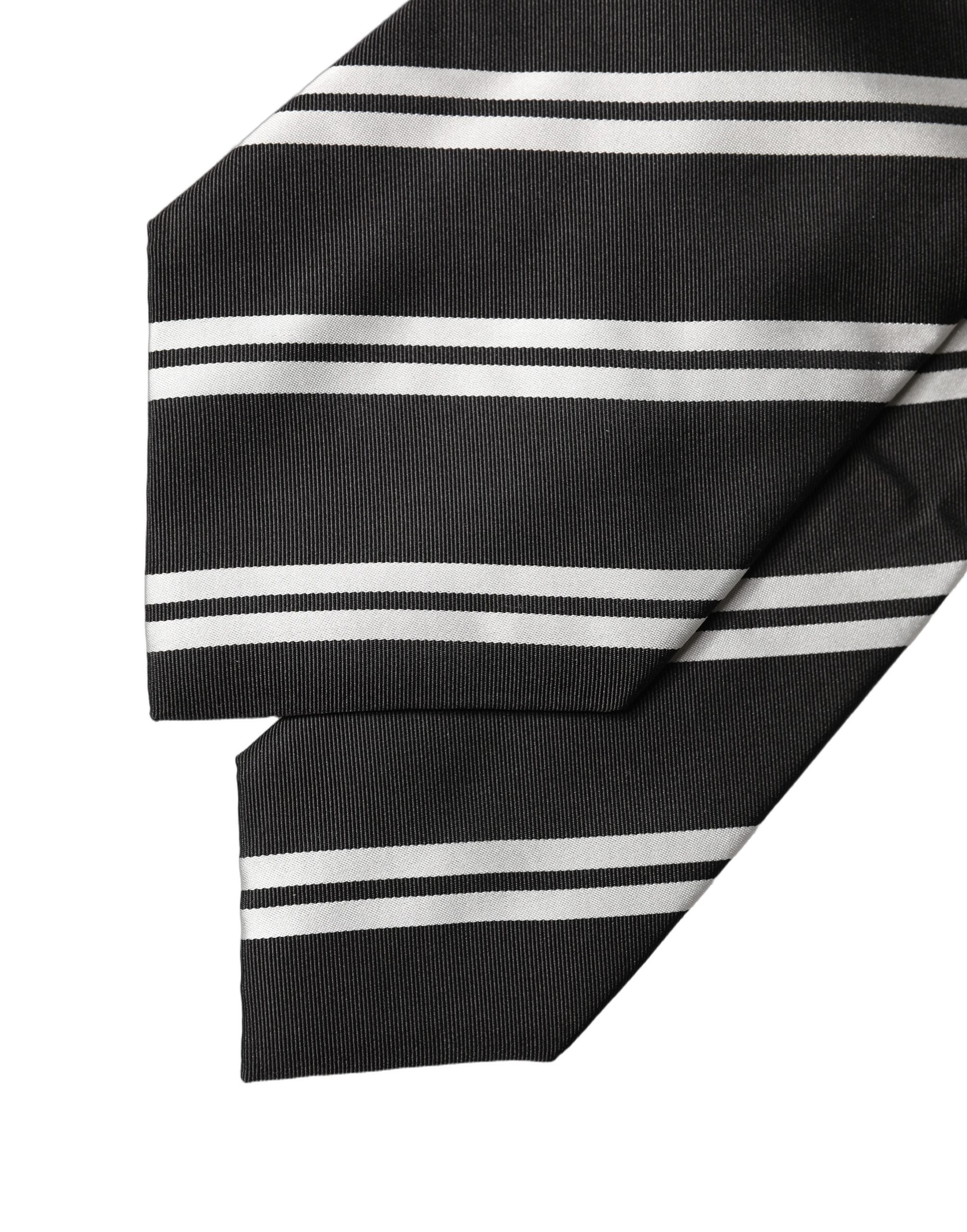 Dolce & Gabbana Dolce & Gabbana Black White Stripes Silk Adjustable Women NeckWomen's Women's Tie