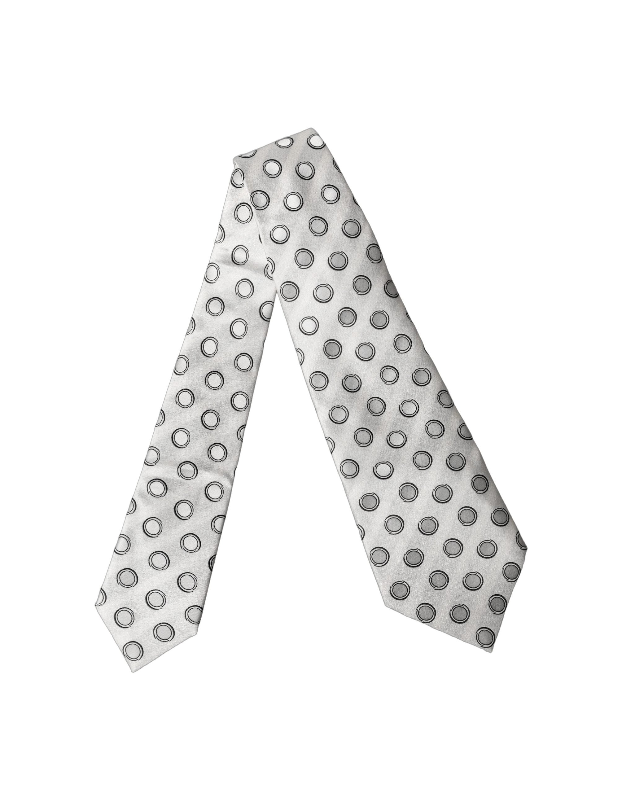 Dolce & Gabbana Dolce & Gabbana White Gray Polka Dot Silk Adjustable Women NeckWomen's Women's Tie