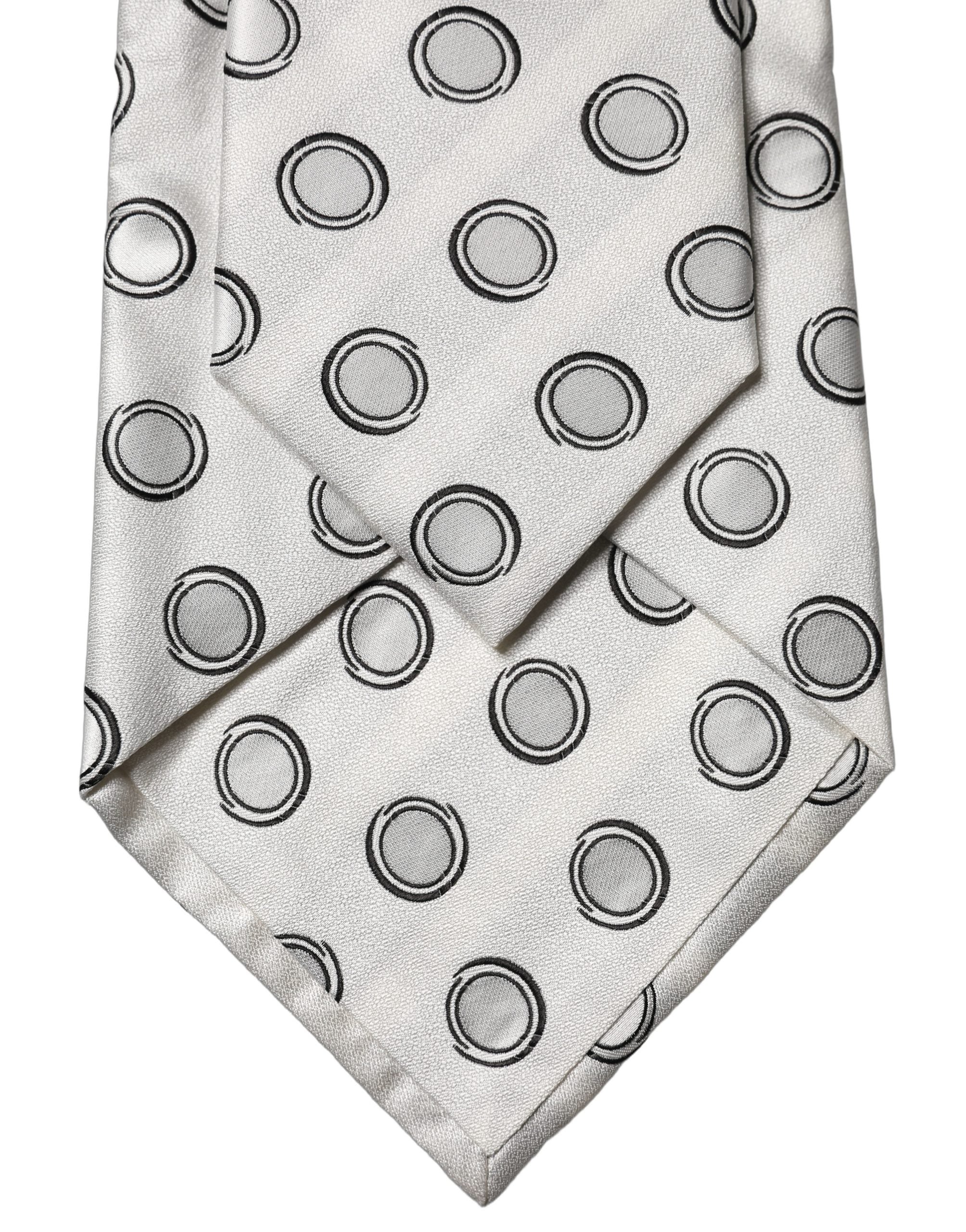 Dolce & Gabbana Dolce & Gabbana White Gray Polka Dot Silk Adjustable Women NeckWomen's Women's Tie