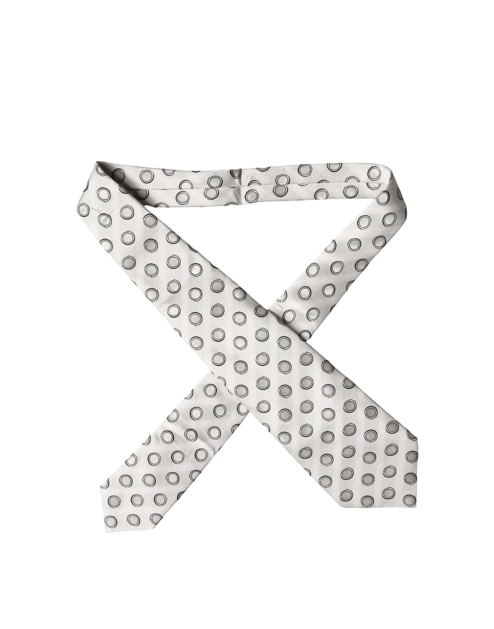 Dolce & Gabbana Dolce & Gabbana White Gray Polka Dot Silk Adjustable Women NeckWomen's Women's Tie