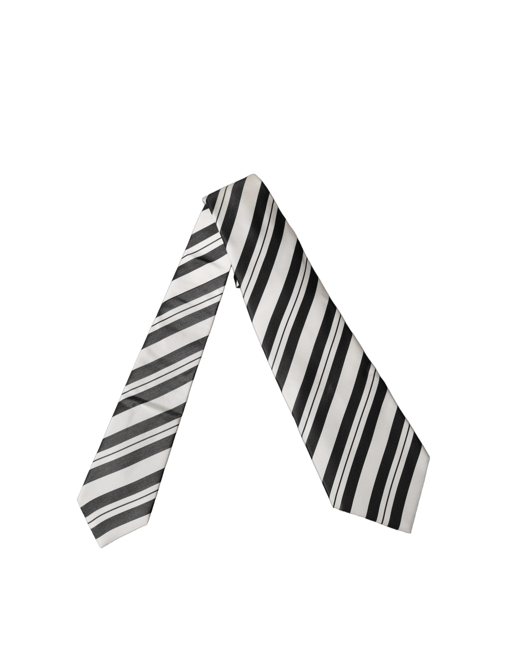 Dolce & Gabbana Dolce & Gabbana Black White Stripes Silk Adjustable Women NeckWomen's Women's Tie