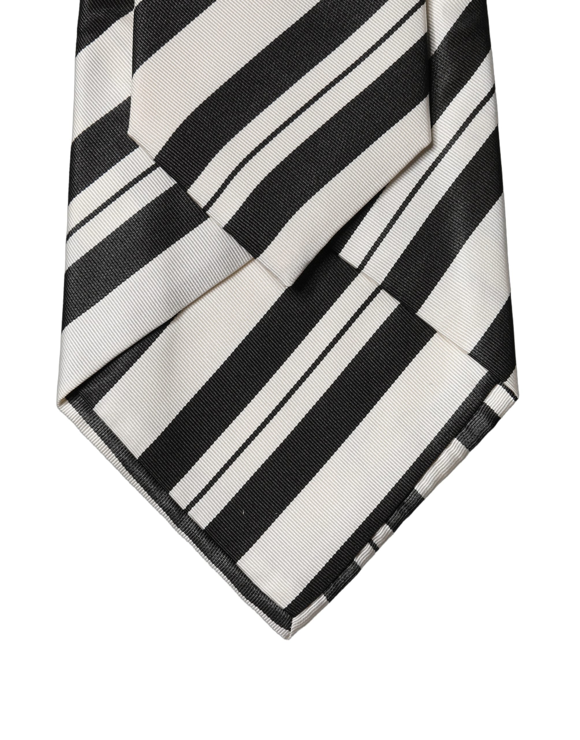 Dolce & Gabbana Dolce & Gabbana Black White Stripes Silk Adjustable Women NeckWomen's Women's Tie