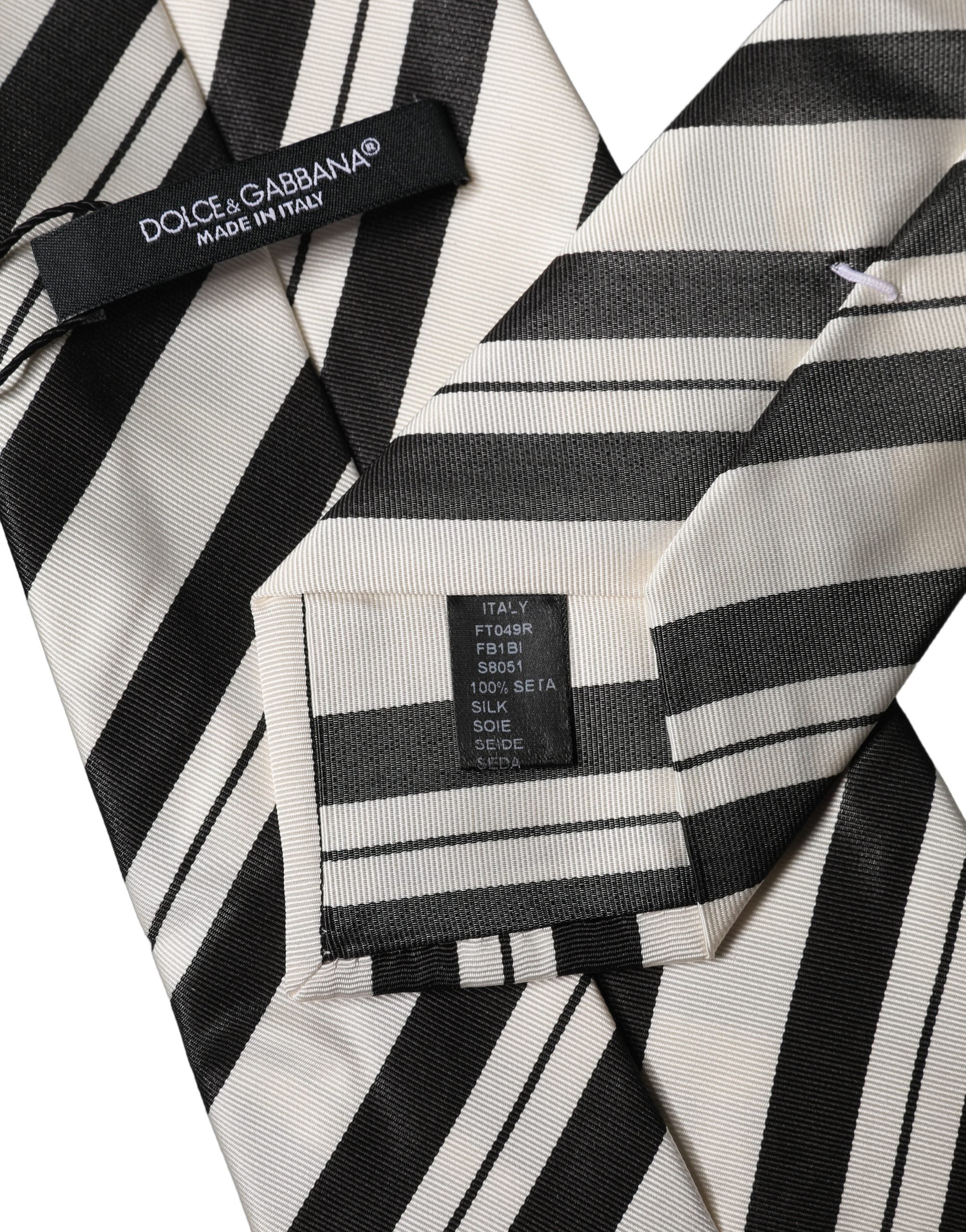 Dolce & Gabbana Dolce & Gabbana Black White Stripes Silk Adjustable Women NeckWomen's Women's Tie