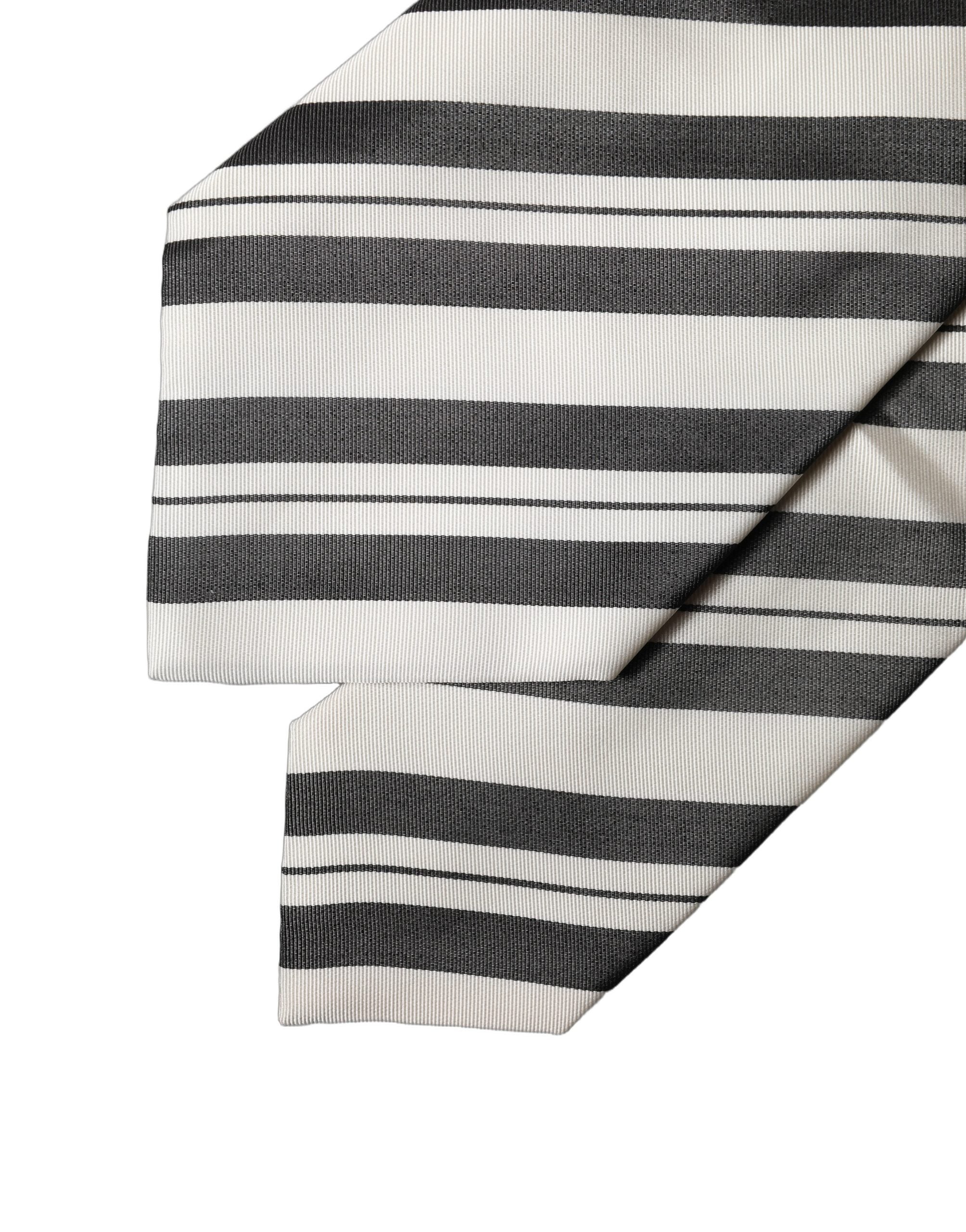 Dolce & Gabbana Dolce & Gabbana Black White Stripes Silk Adjustable Women NeckWomen's Women's Tie