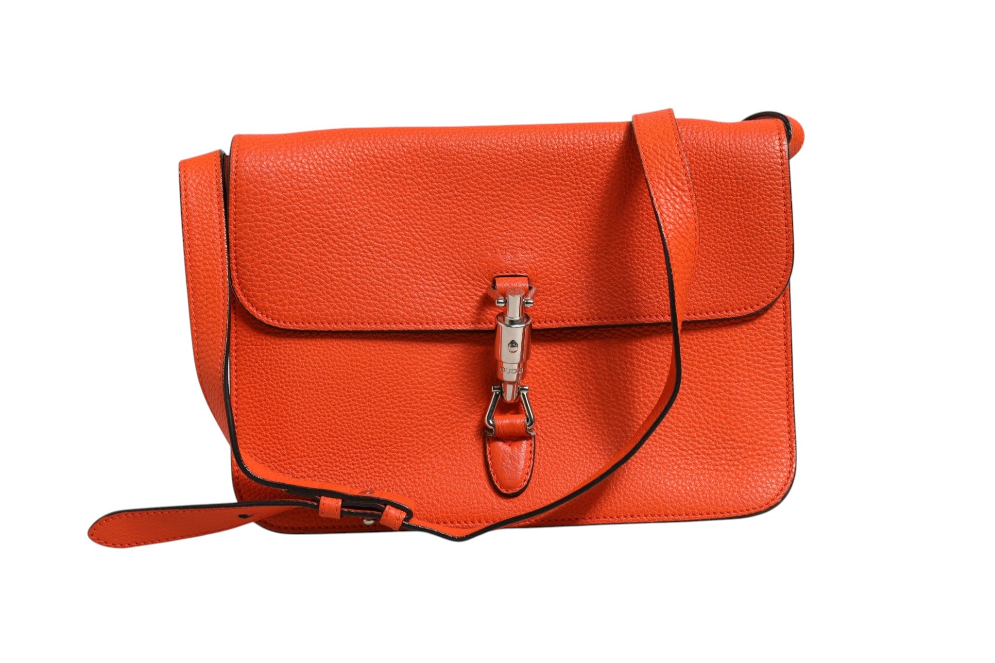 Gucci Jackie Soft Flap Shoulder Bag Leather Women's Orange (Authentic Pre-Loved)