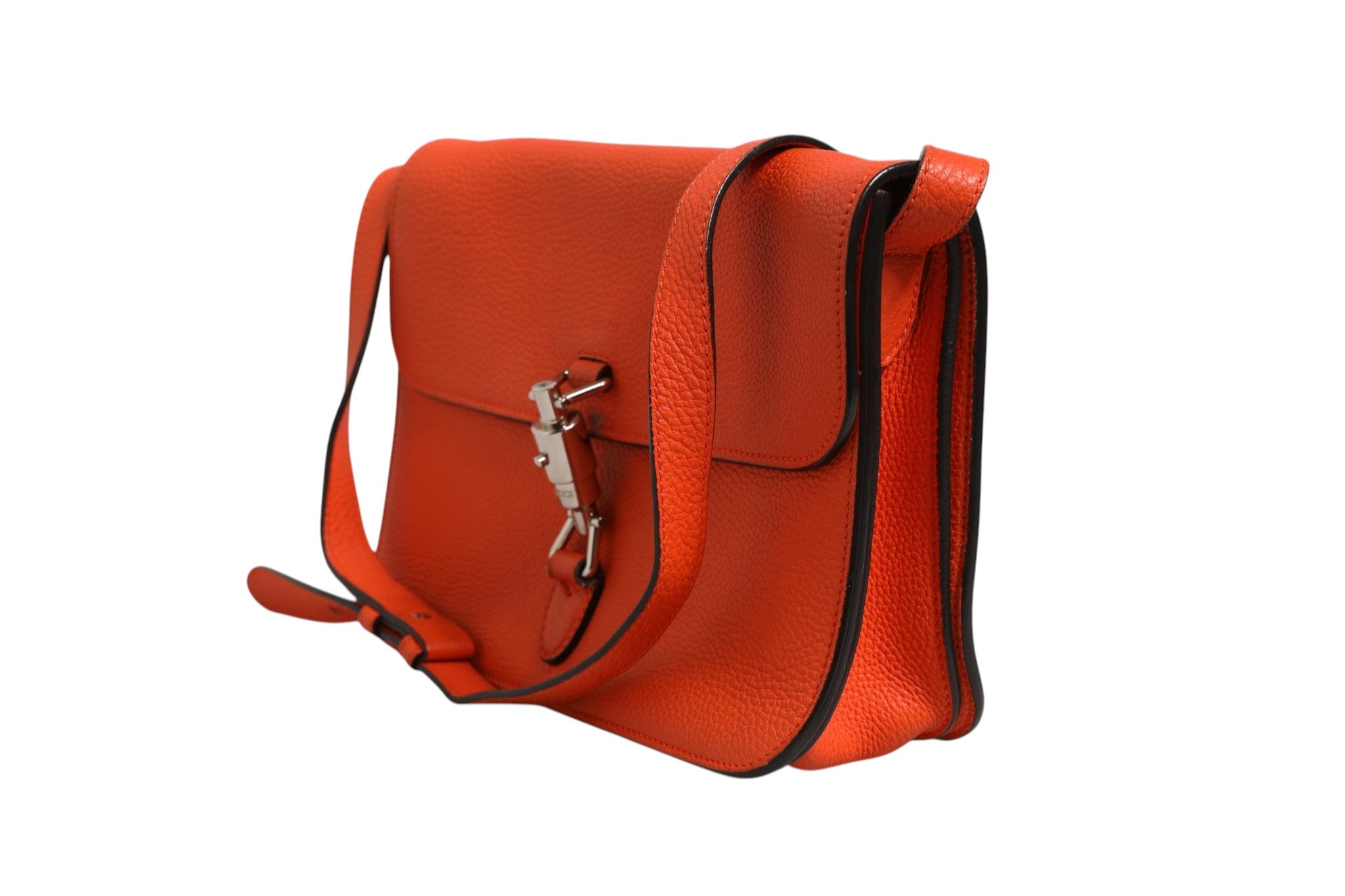 Gucci Jackie Soft Flap Shoulder Bag Leather Women's Orange (Authentic Pre-Loved)