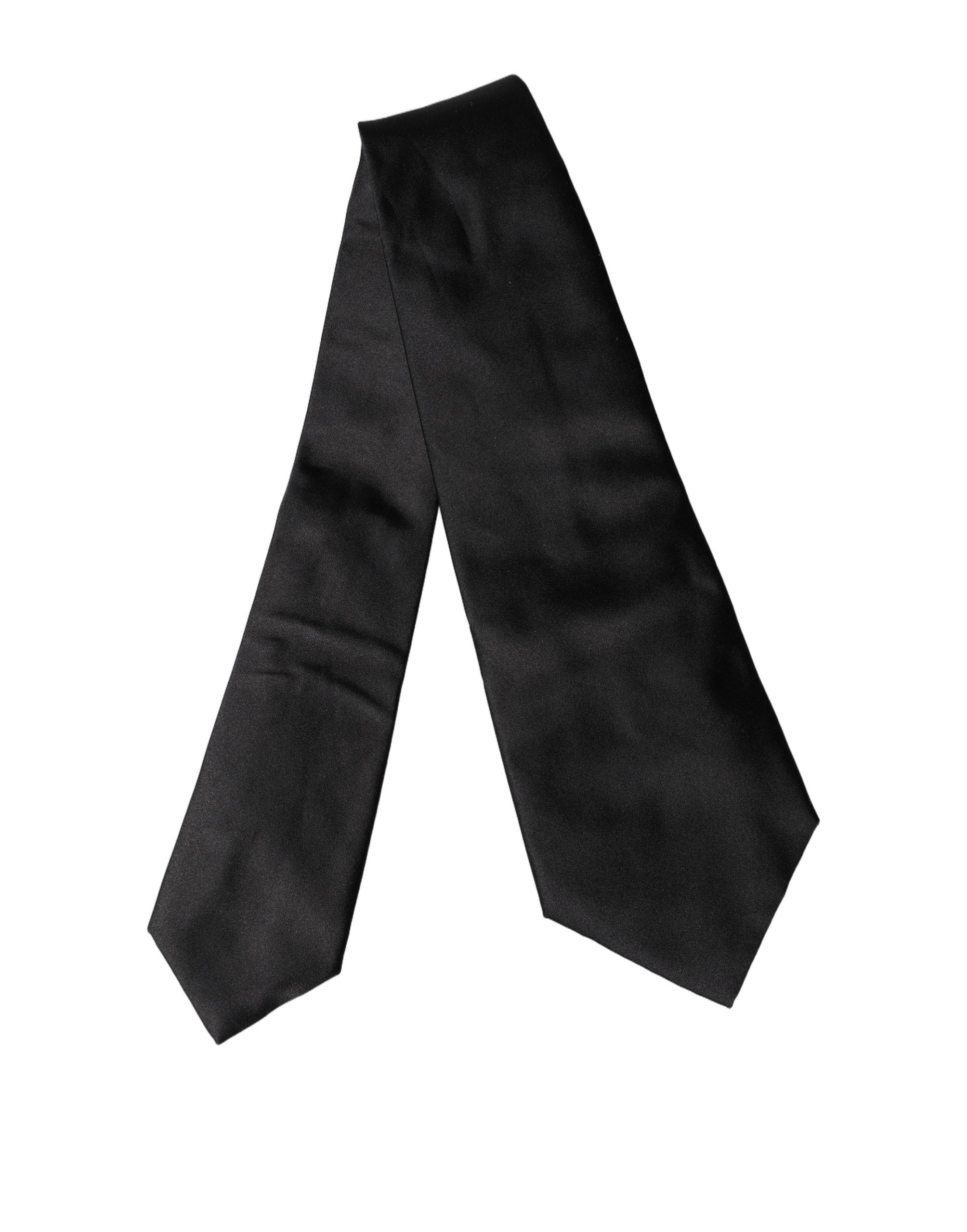 Dolce & Gabbana Dolce & Gabbana Black Satin Silk Blend Adjustable Women Women'sd NeckWomen's Women's Tie