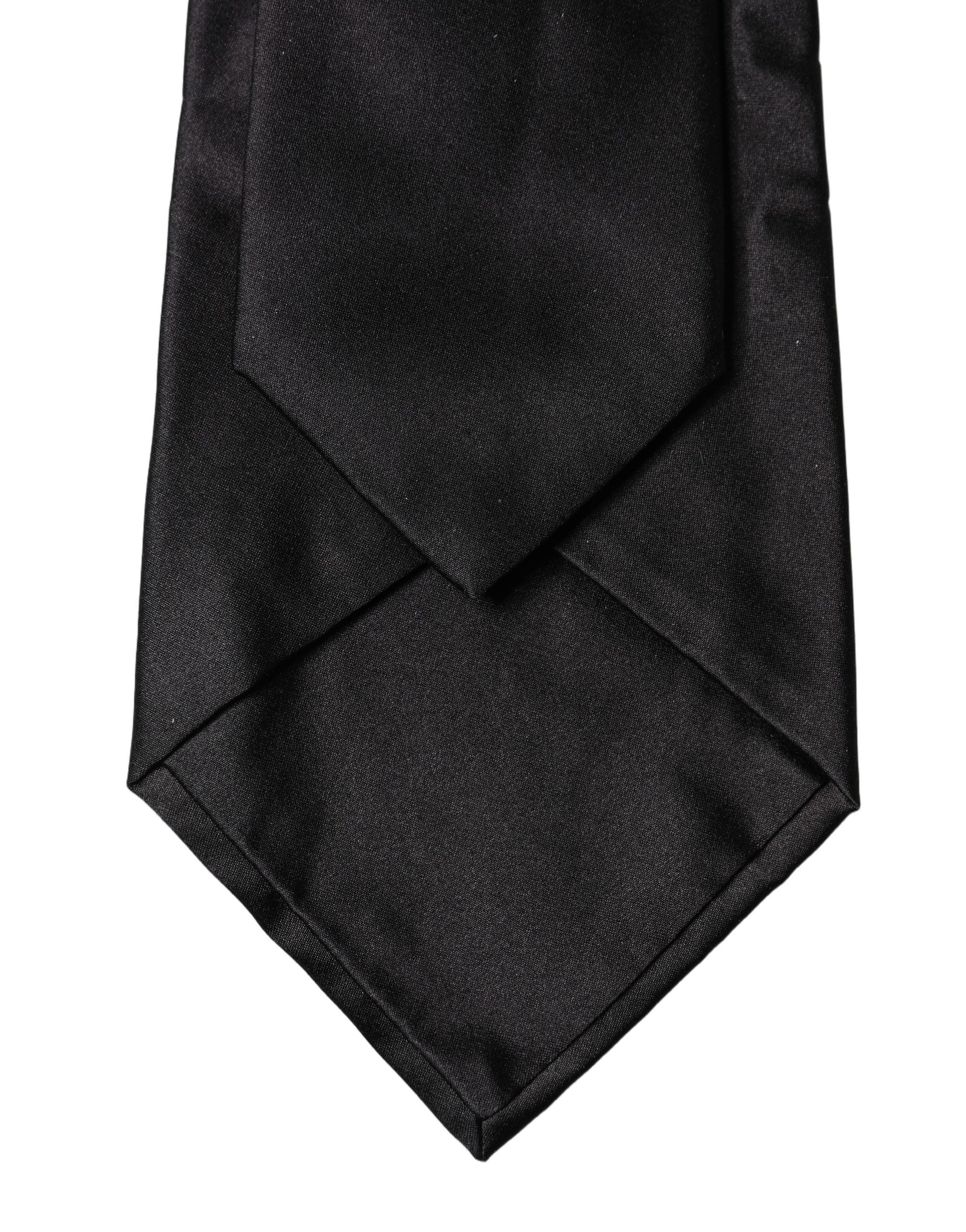 Dolce & Gabbana Dolce & Gabbana Black Satin Silk Blend Adjustable Women Women'sd NeckWomen's Women's Tie