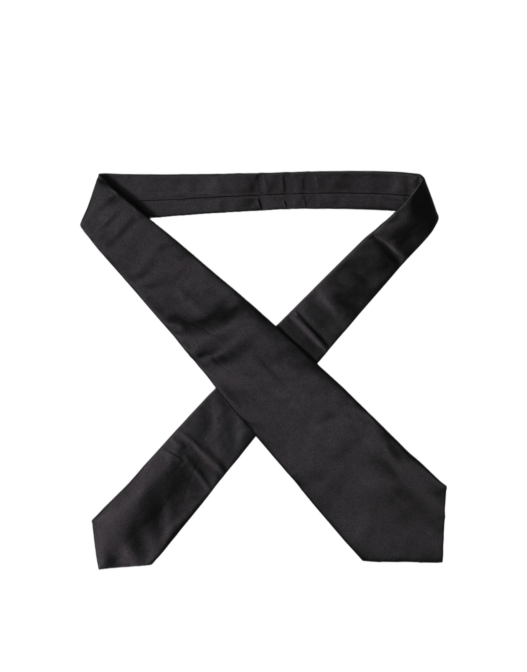 Dolce & Gabbana Dolce & Gabbana Black Satin Silk Blend Adjustable Women Women'sd NeckWomen's Women's Tie