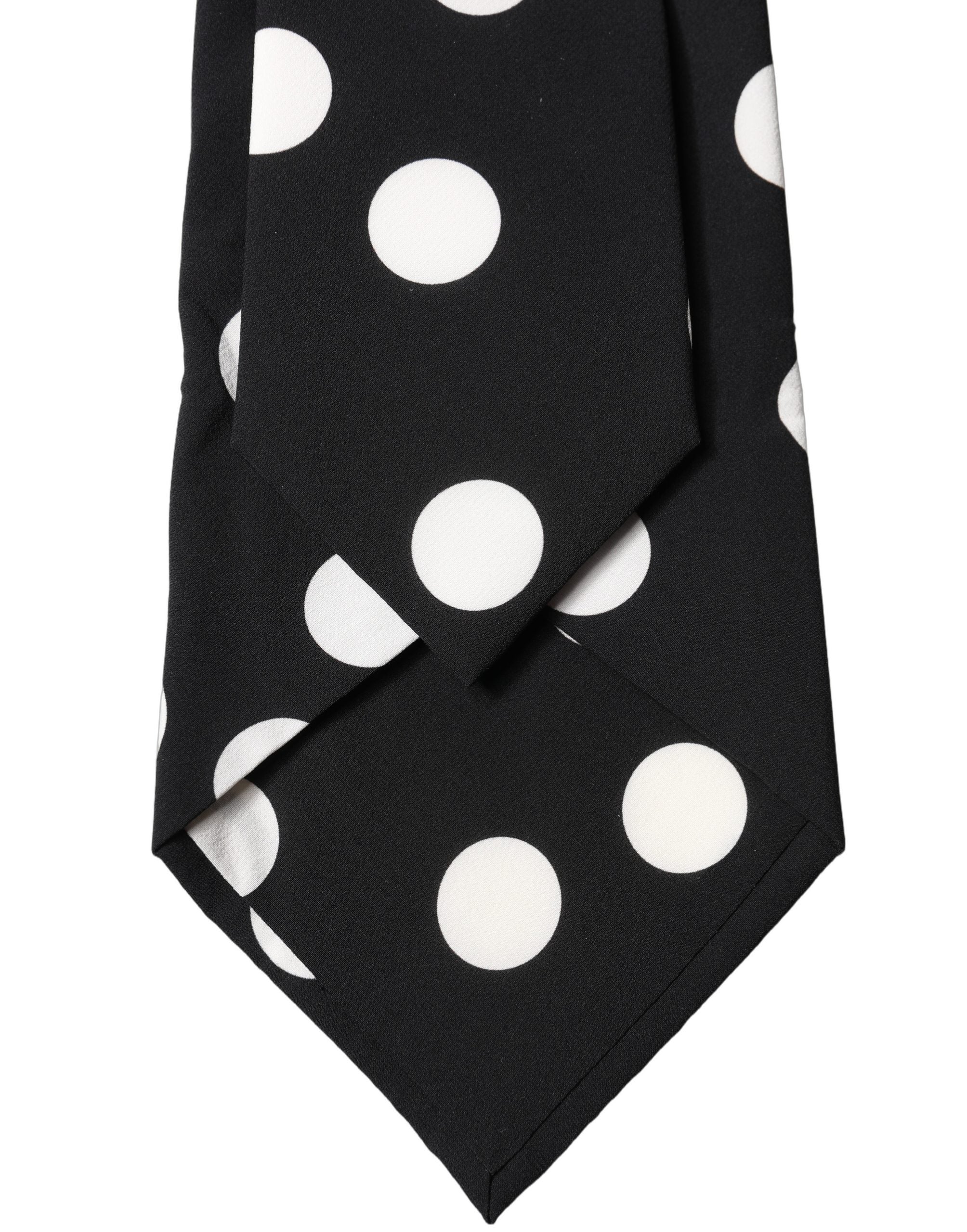 Dolce & Gabbana Dolce & Gabbana Black White Polka Dot Silk Adjustable Women NeckWomen's Women's Tie