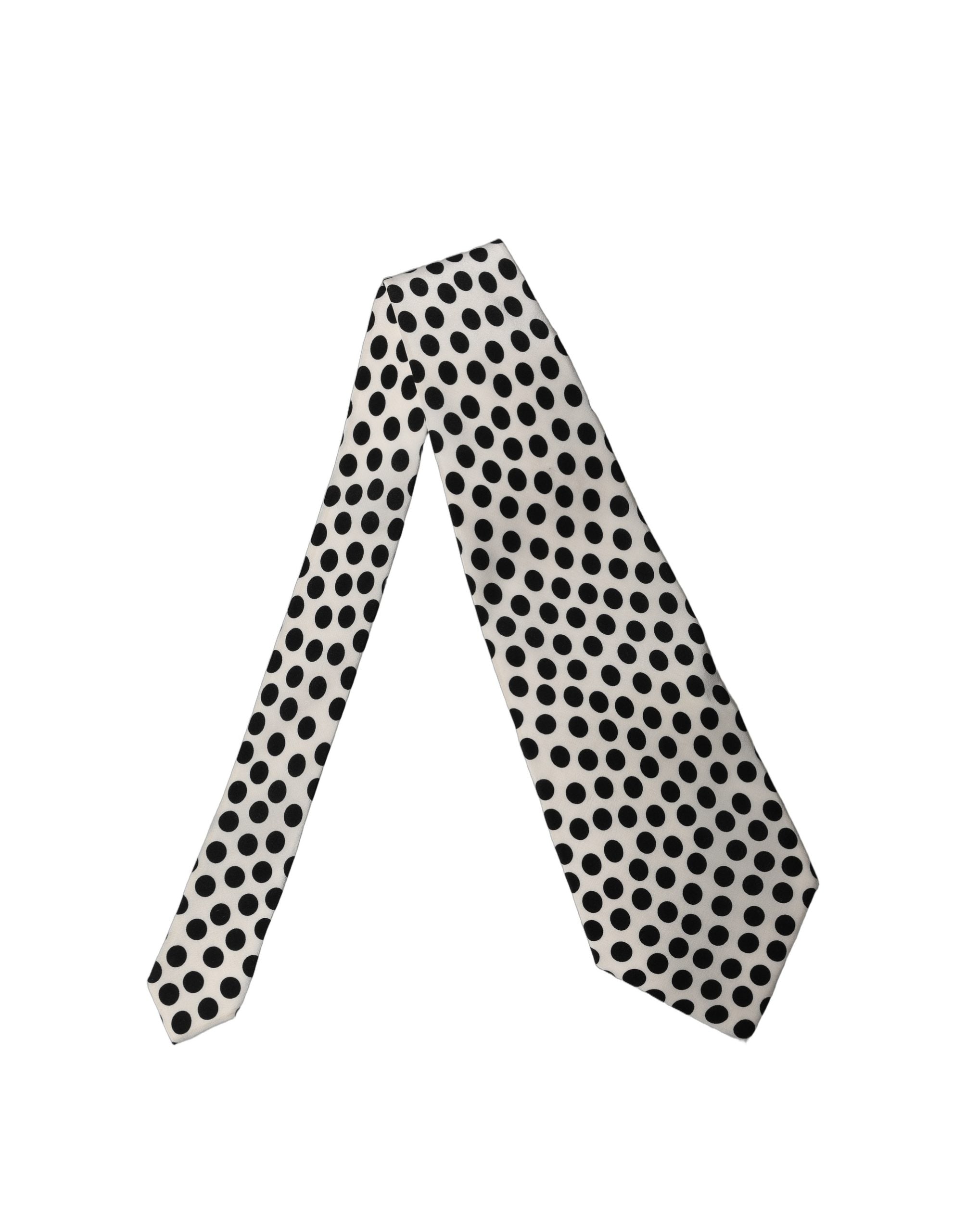 Dolce & Gabbana Dolce & Gabbana White Black Polka Dot Silk Adjustable Women NeckWomen's Women's Tie