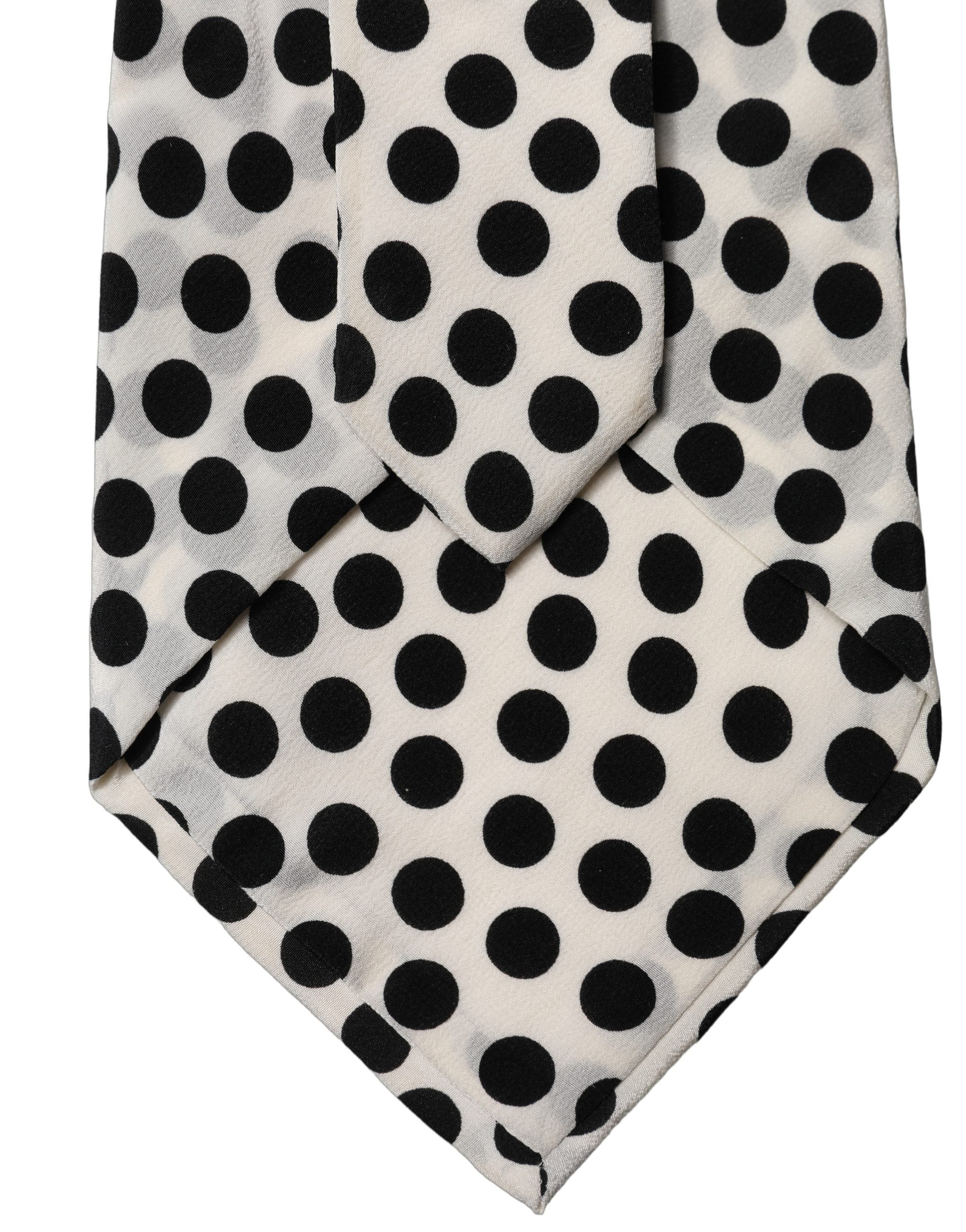 Dolce & Gabbana Dolce & Gabbana White Black Polka Dot Silk Adjustable Women NeckWomen's Women's Tie