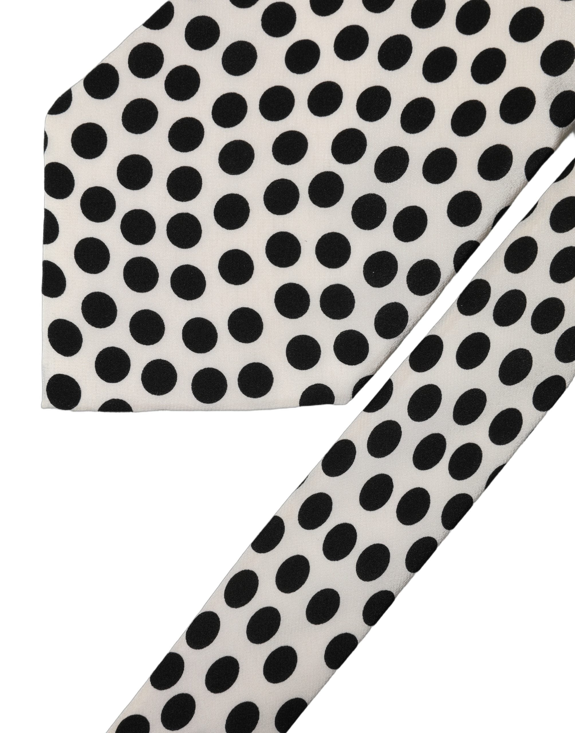 Dolce & Gabbana Dolce & Gabbana White Black Polka Dot Silk Adjustable Women NeckWomen's Women's Tie