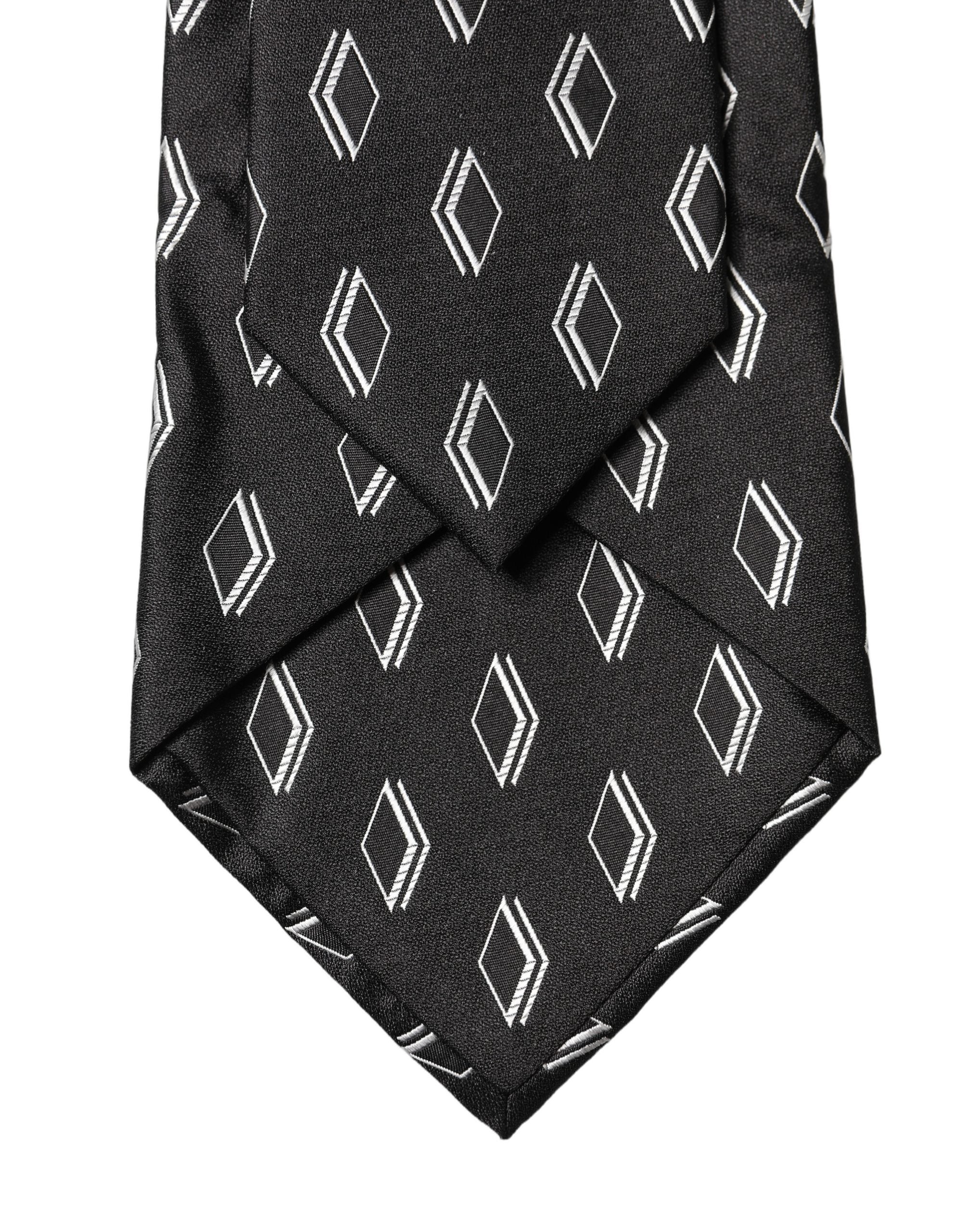 Dolce & Gabbana Dolce & Gabbana Black Patterned Silk Adjustable Women Women'sd NeckWomen's Women's Tie