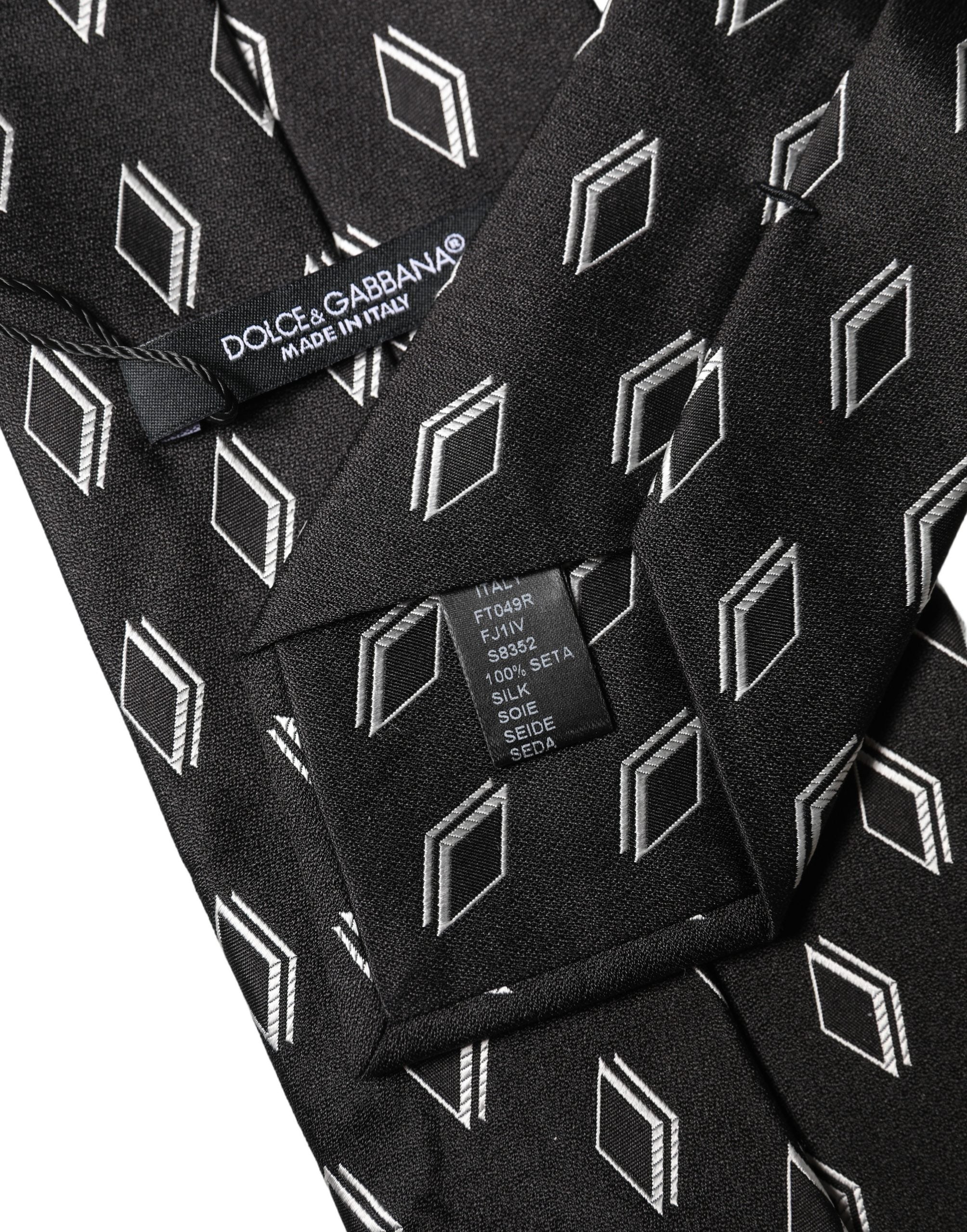 Dolce & Gabbana Dolce & Gabbana Black Patterned Silk Adjustable Women Women'sd NeckWomen's Women's Tie