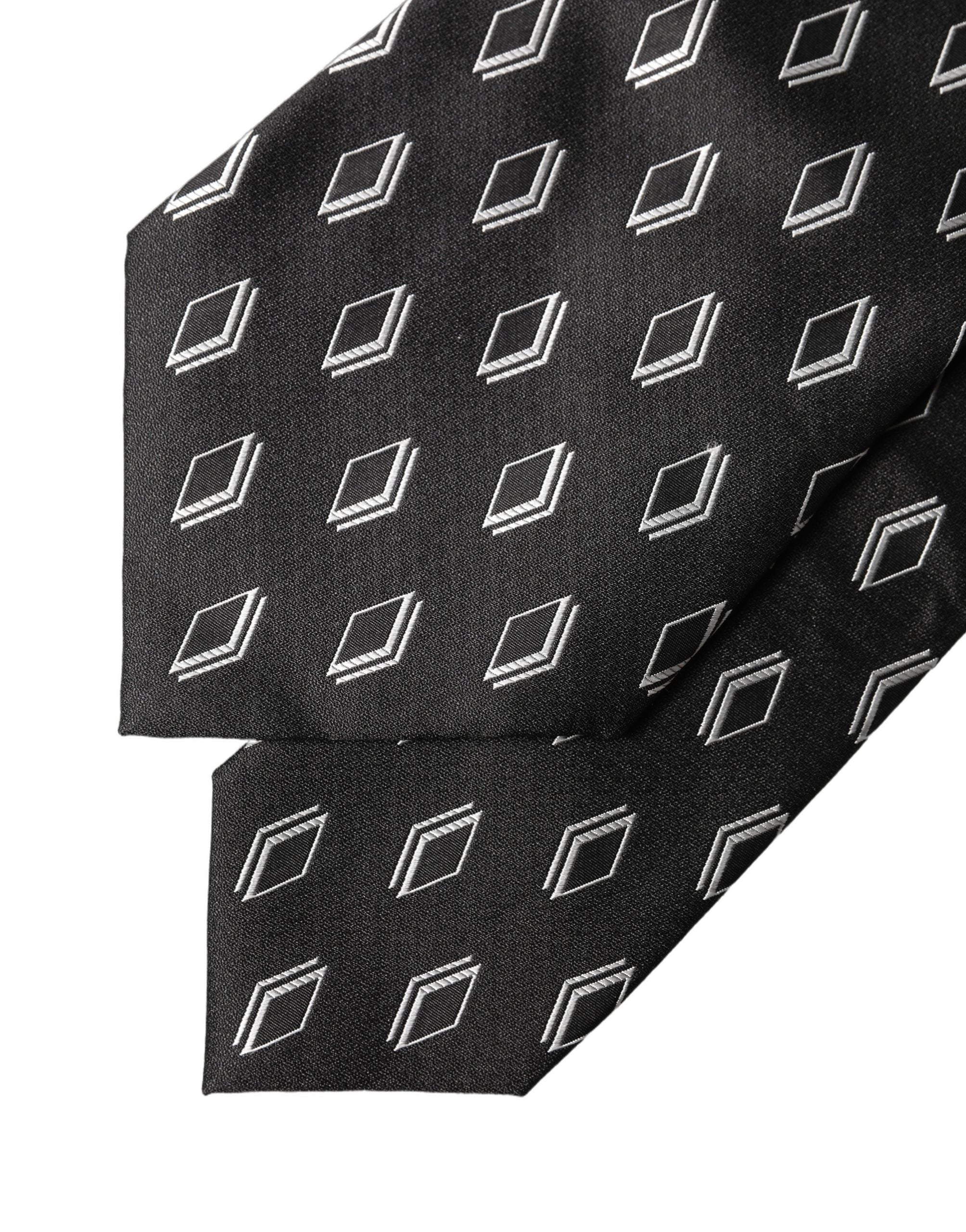 Dolce & Gabbana Dolce & Gabbana Black Patterned Silk Adjustable Women Women'sd NeckWomen's Women's Tie
