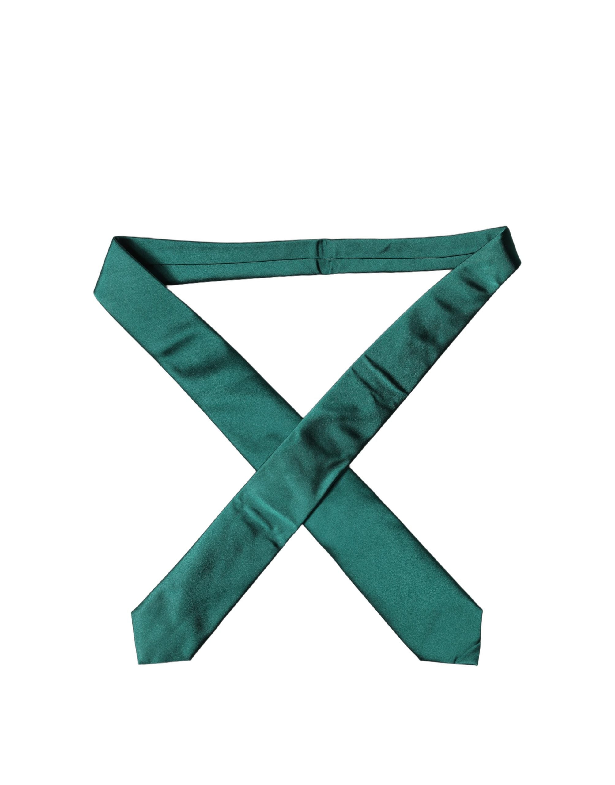 Dolce & Gabbana Dolce & Gabbana Dark Green Satin Silk Adjustable Women Women'sd NeckWomen's Women's Tie