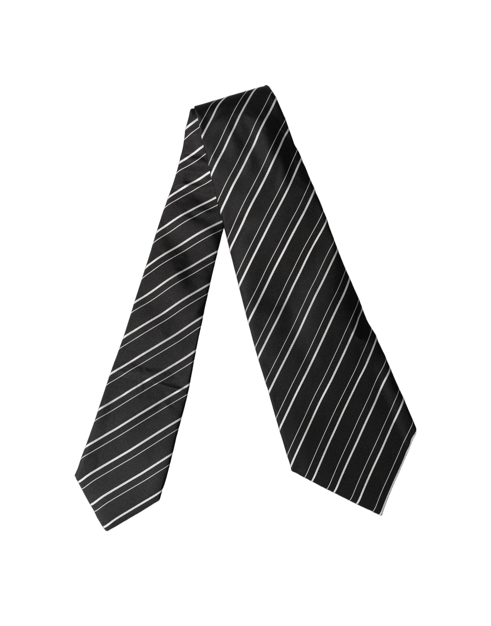 Dolce & Gabbana Dolce & Gabbana Black White Stripes Silk Adjustable Women NeckWomen's Women's Tie